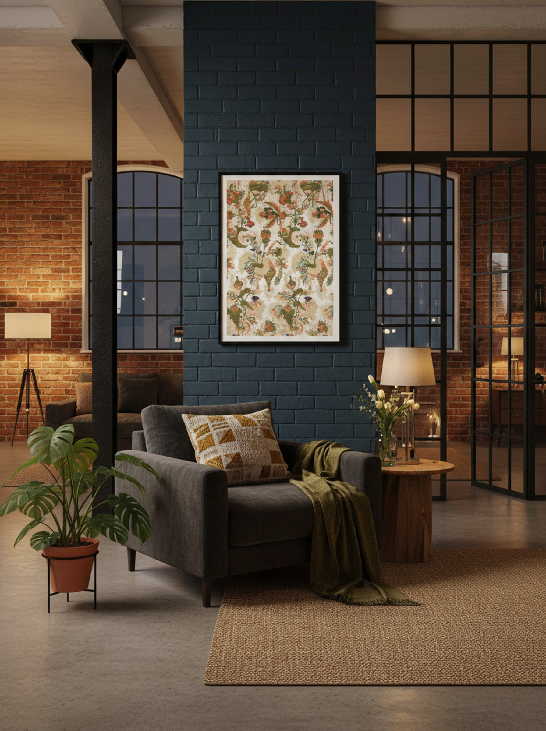 Panel (Floral and Bird Pattern, Textile Design) - Fine Art Print - Lifestyle