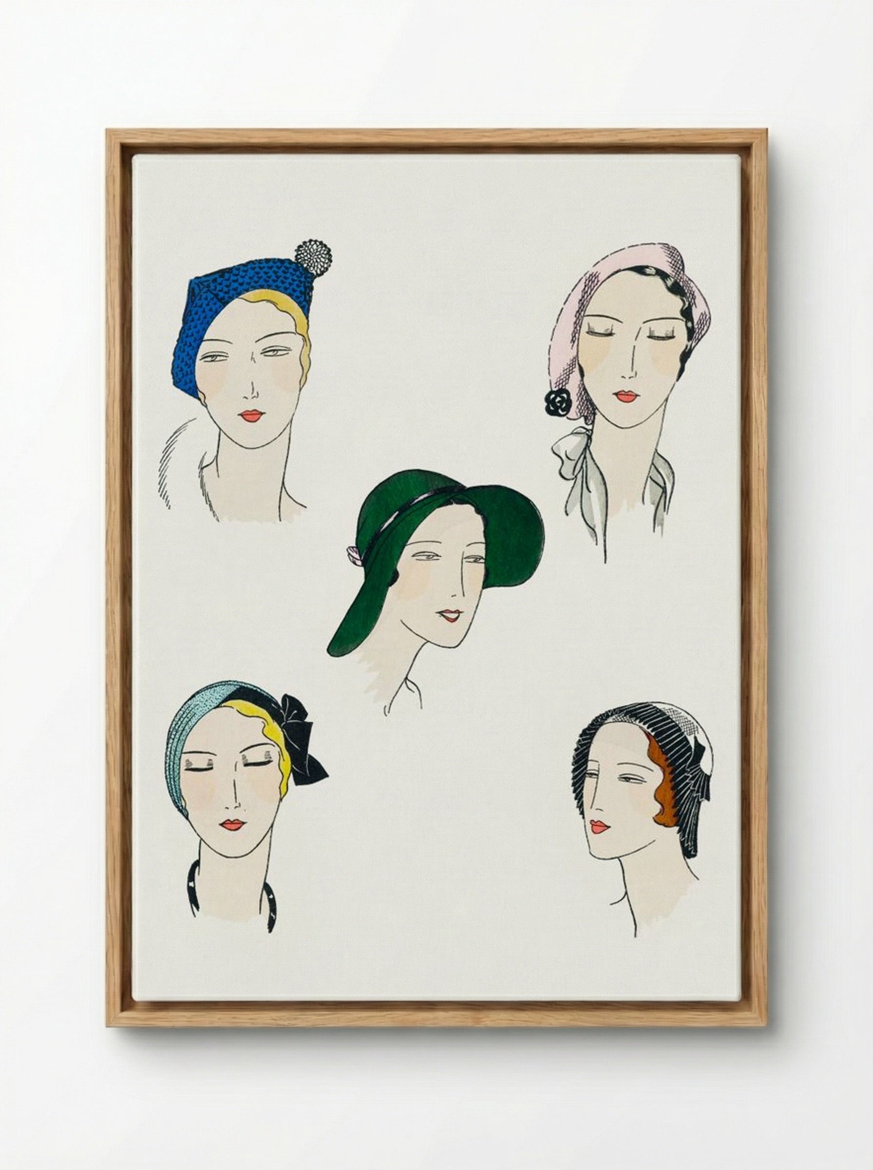 The Pretty Seasonal Hats - Fine Art Print - Framed Canvas Wood