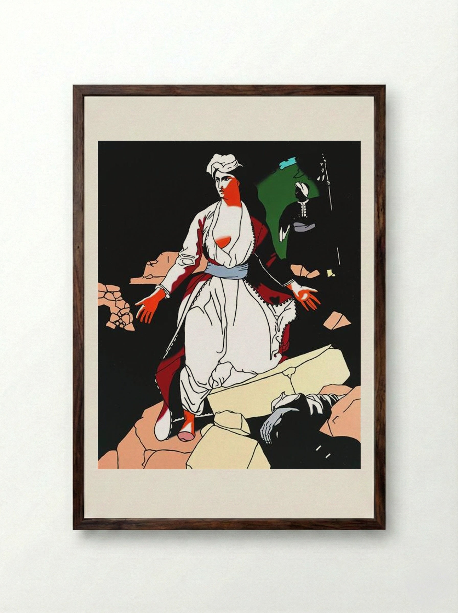 Greece Expiring on the Ruins of Missolonghi (after Delacroix) - Patrick Caulfield - Framed Print Dark Wood
