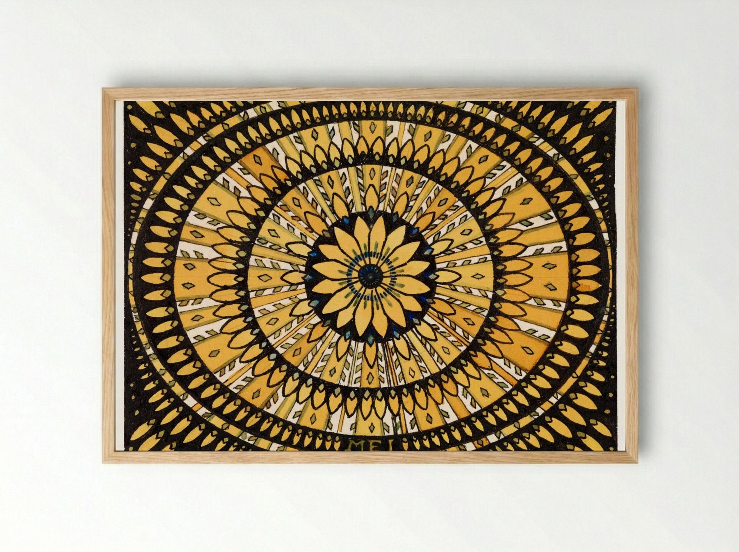 Rosette from Stylized Flowers and Leaves - Julie de Graag - Framed Print Wood