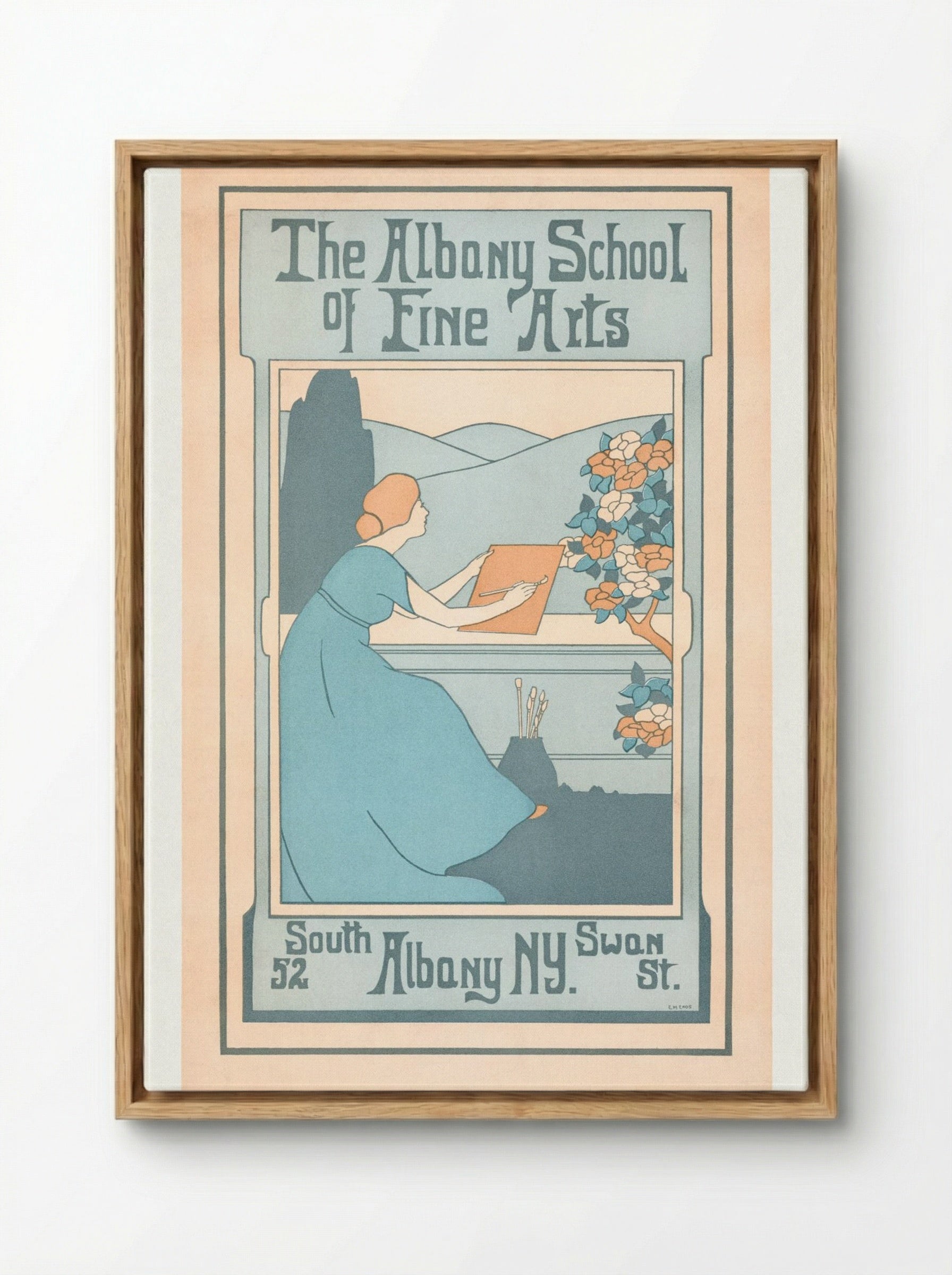 The Albany School of Fine Arts, 52 South Swan St., Albany, NY - E.M. Enos - Framed Canvas Wood