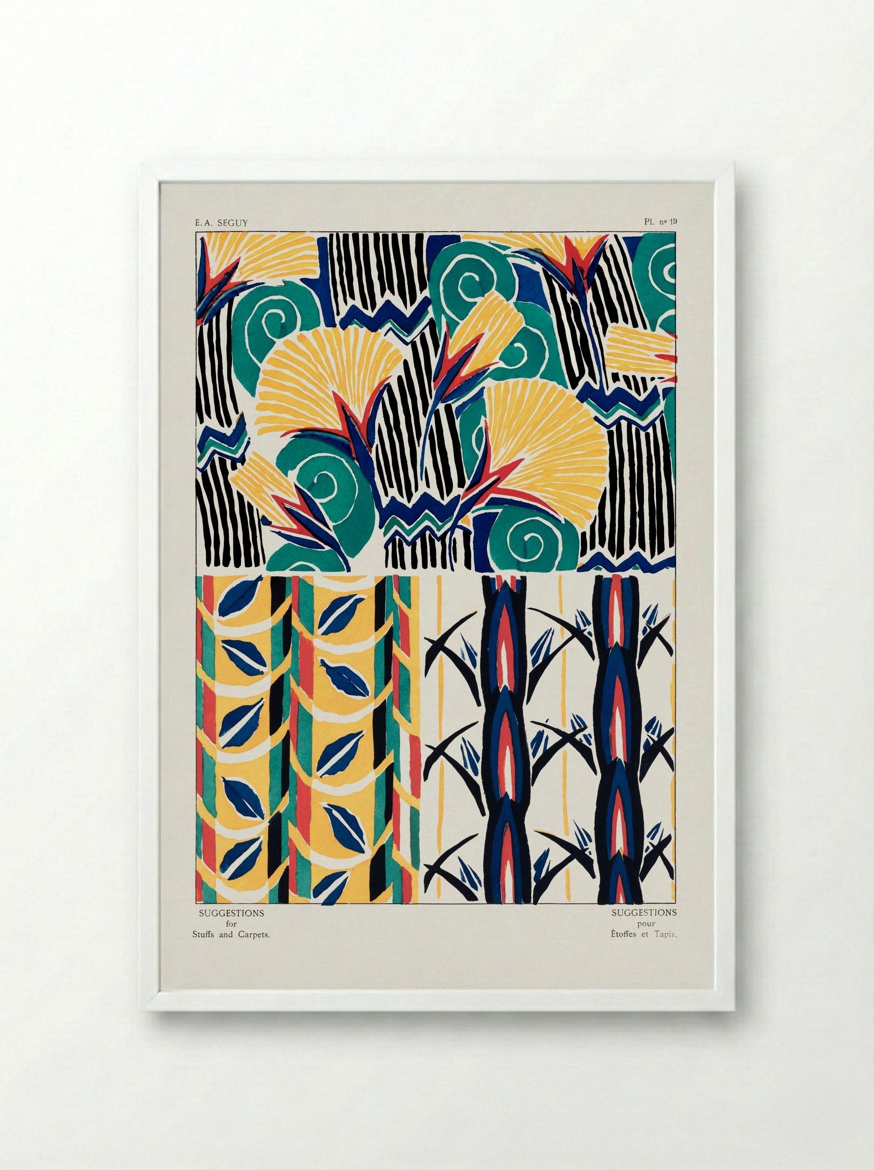 Suggestions for Stuffs and Carpets, Plate 19 - Émile-Allain Séguy - Framed Print White