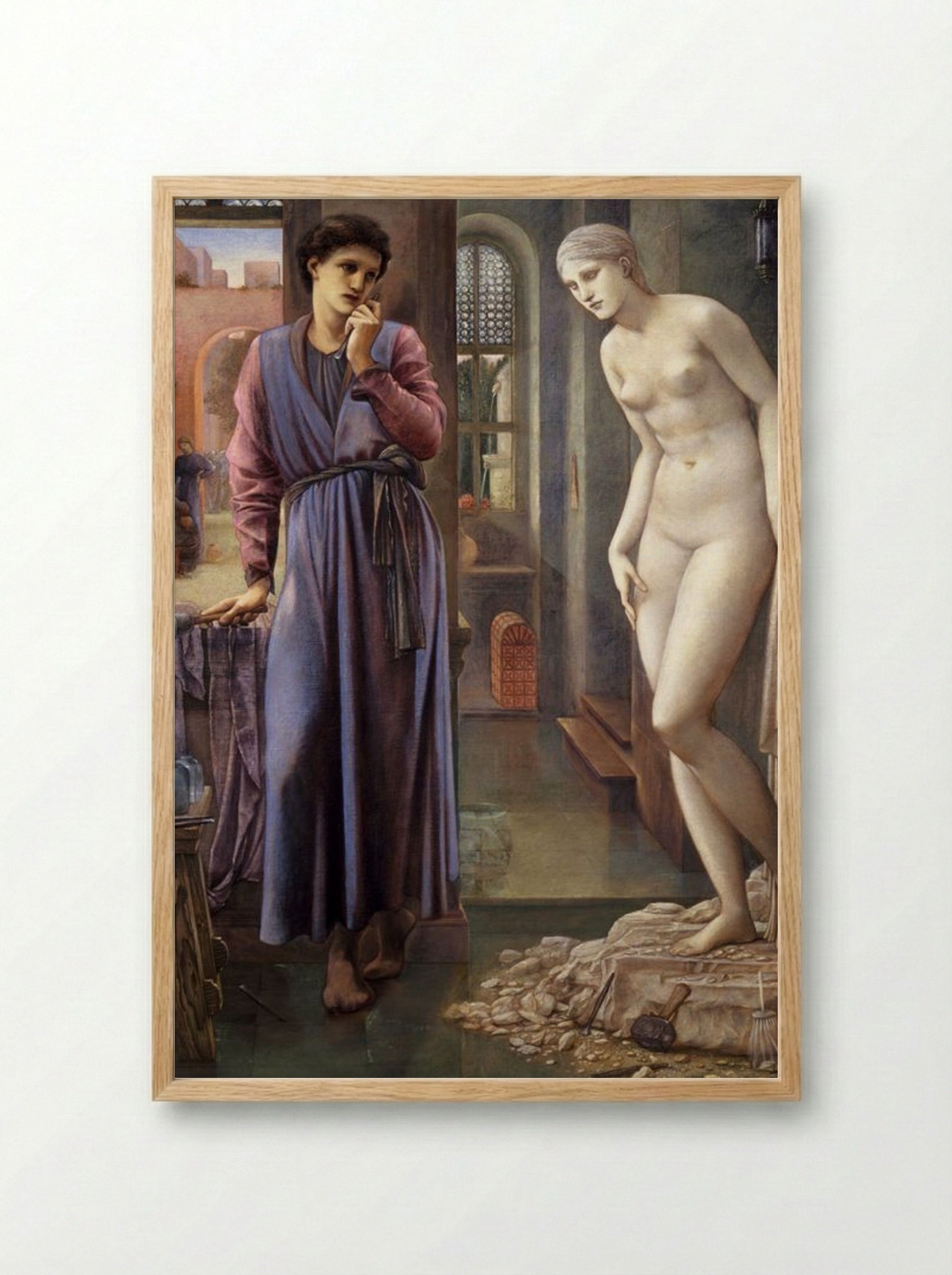 Pygmalion and the Image: The Hand Refrains - Edward Burne-Jones - Framed Print Wood