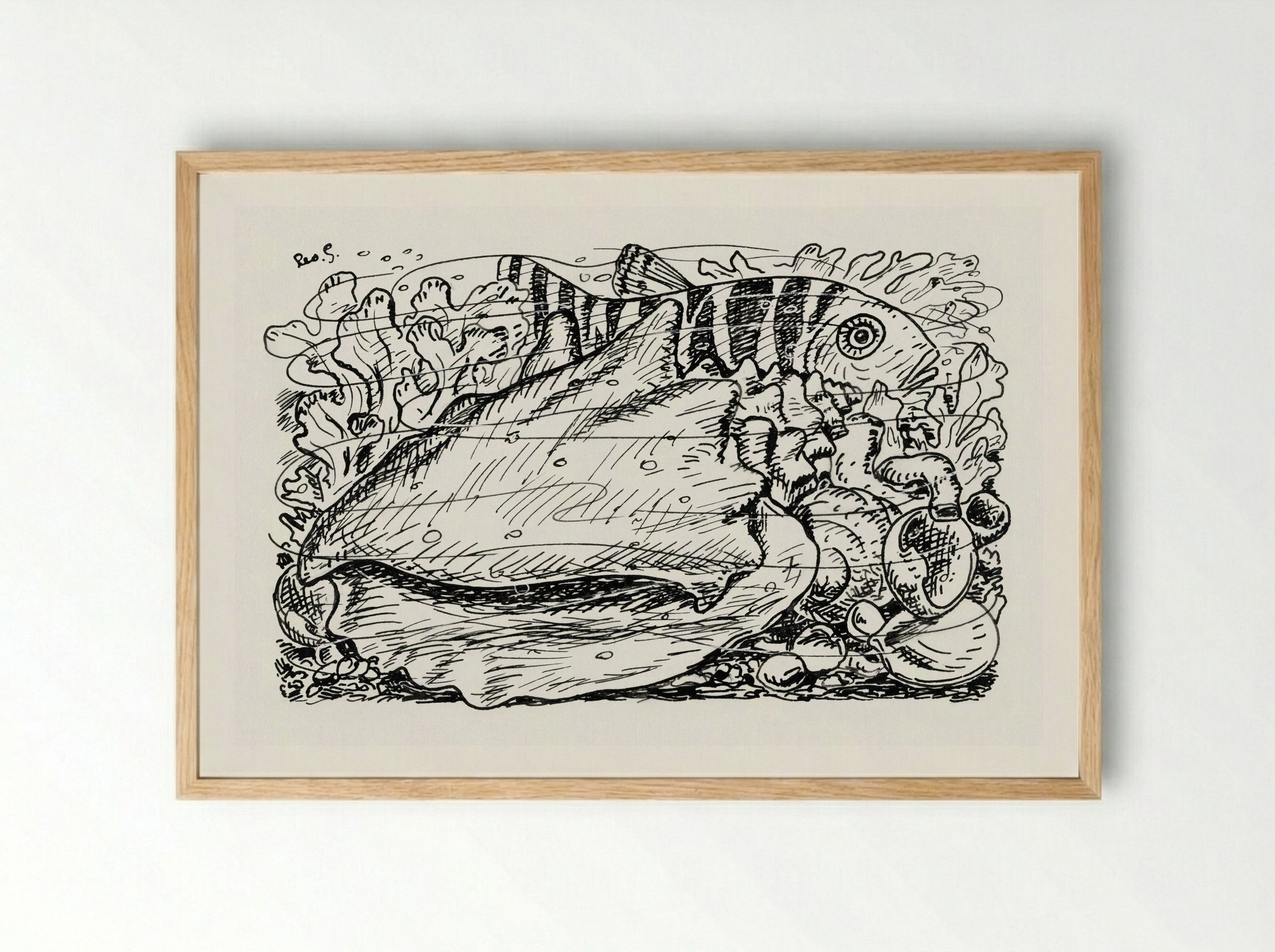 Fish and Shell in the Water - Leo Gestel - Framed Print Wood