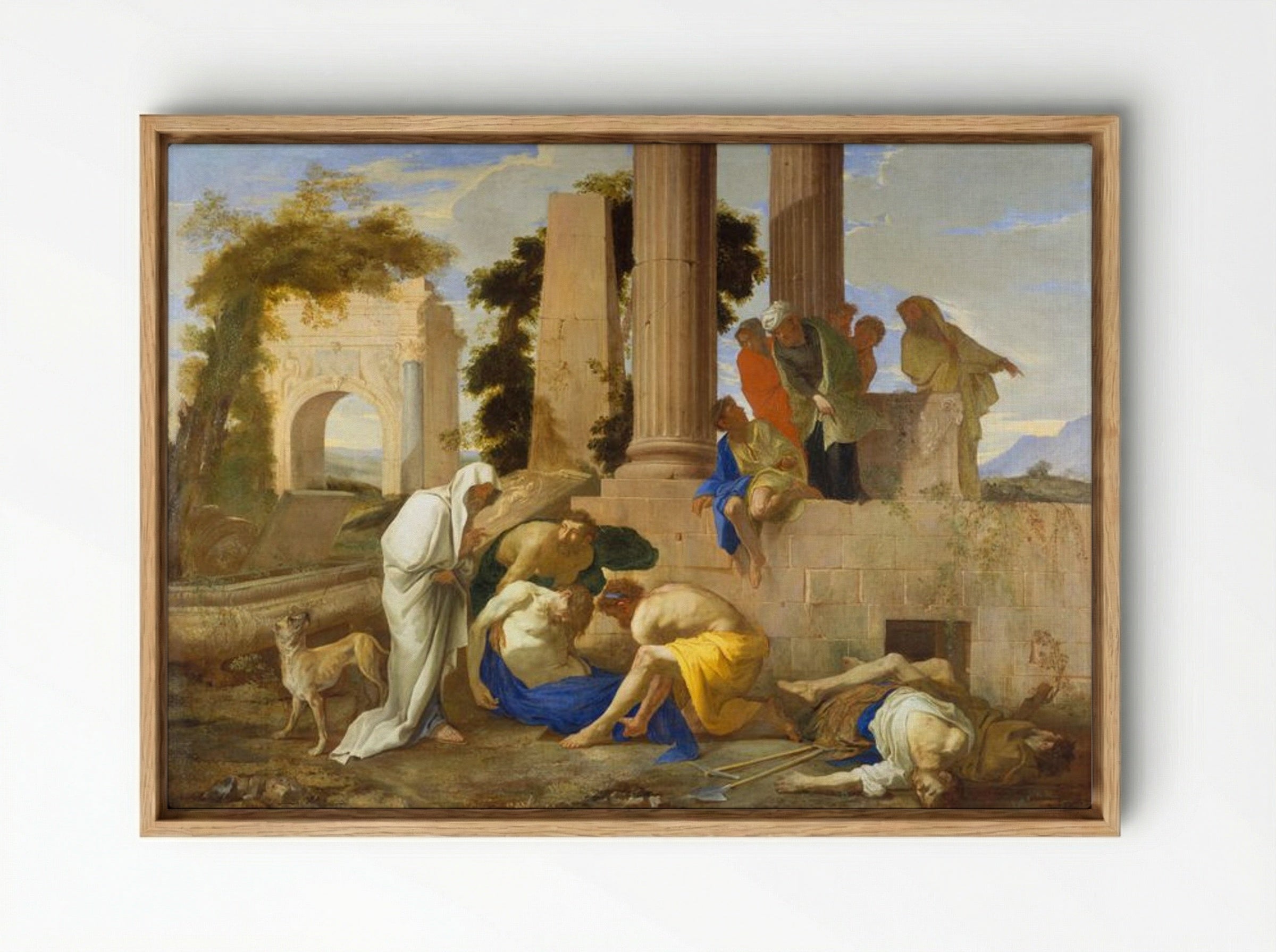 Tobit Burying the Dead - Nicolas Poussin - Framed Canvas Wood