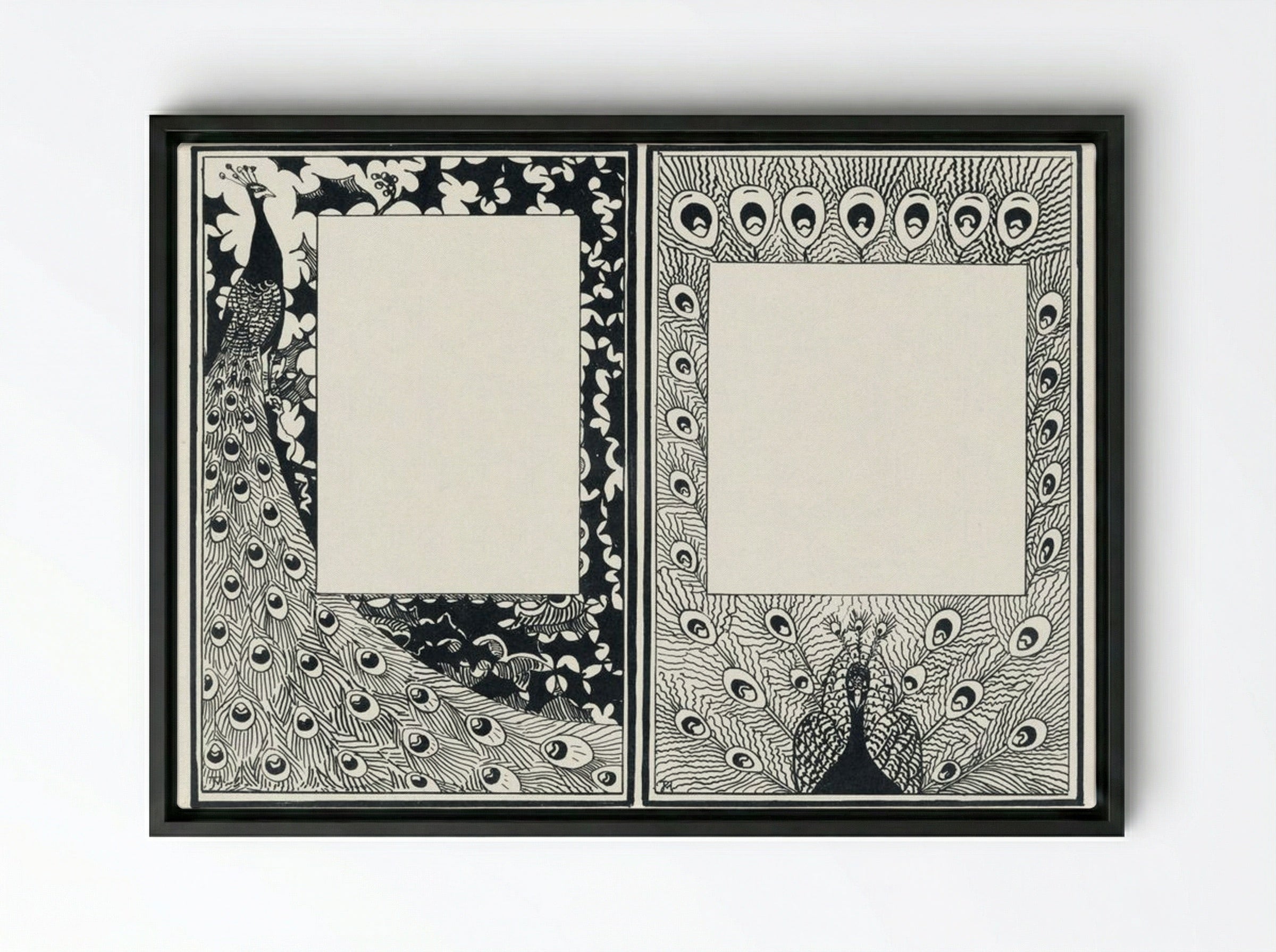 Design for Announcement and Order Card with Peacocks - Jan Toorop - Framed Canvas Black