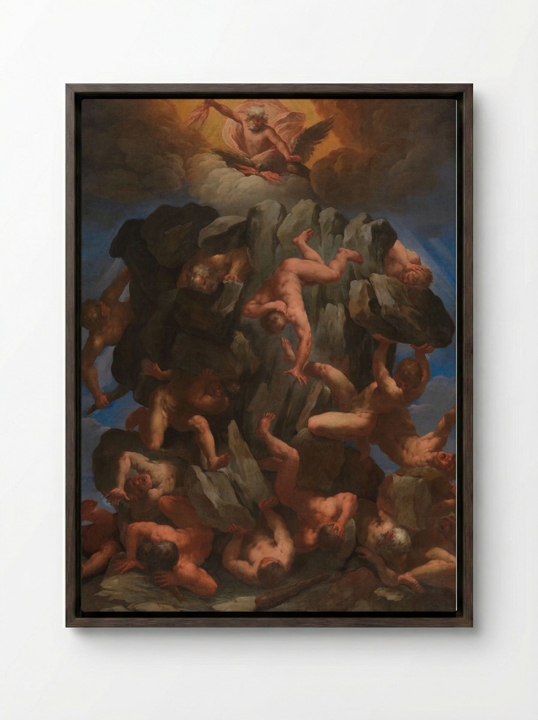 The Fall of the Giants - Guido Reni - Framed Canvas Dark Wood