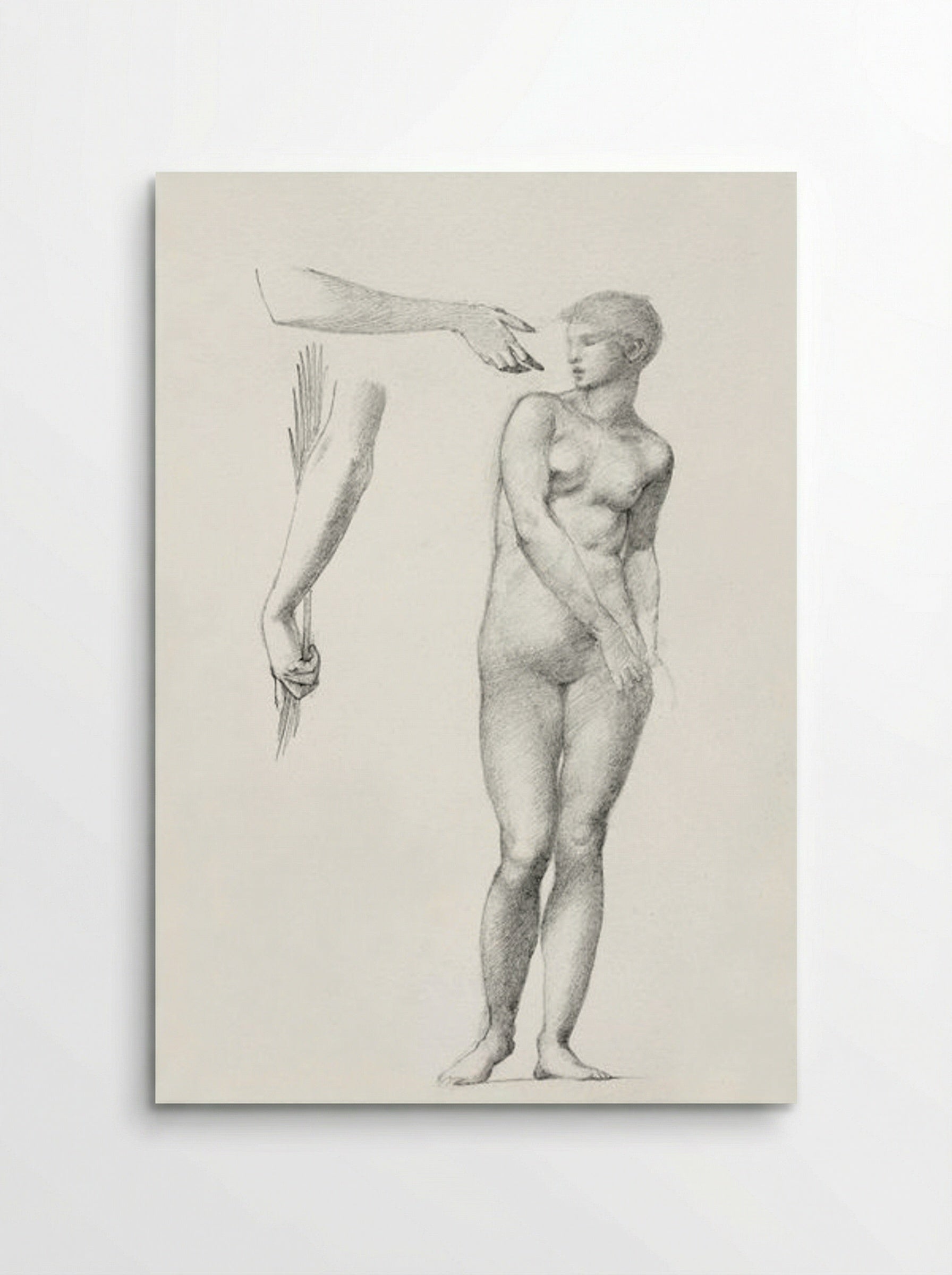 Standing Female Nude and Sketches of Arms - Edward Burne-Jones - Poster