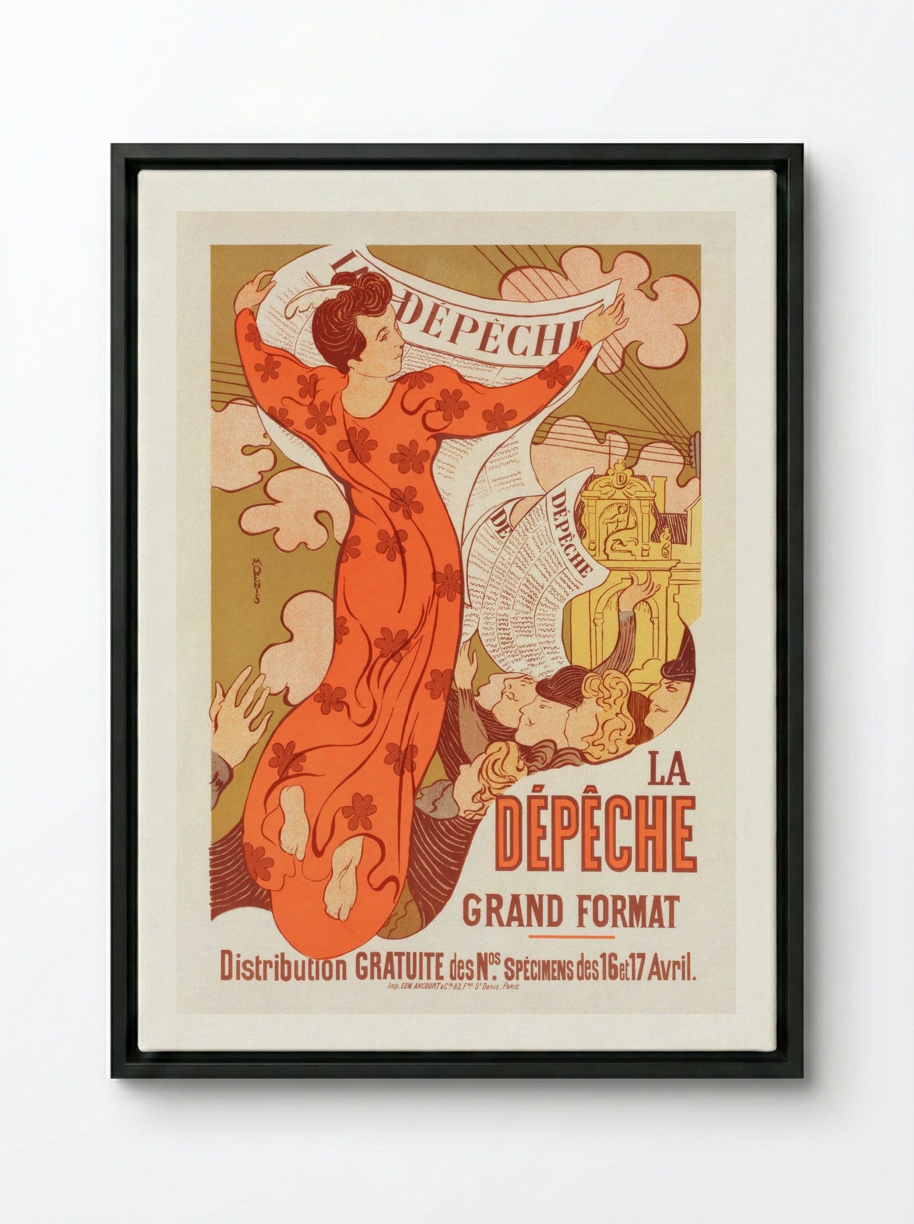 Poster for La Dépêche de Toulouse - Maurice Denis - Framed Canvas Black