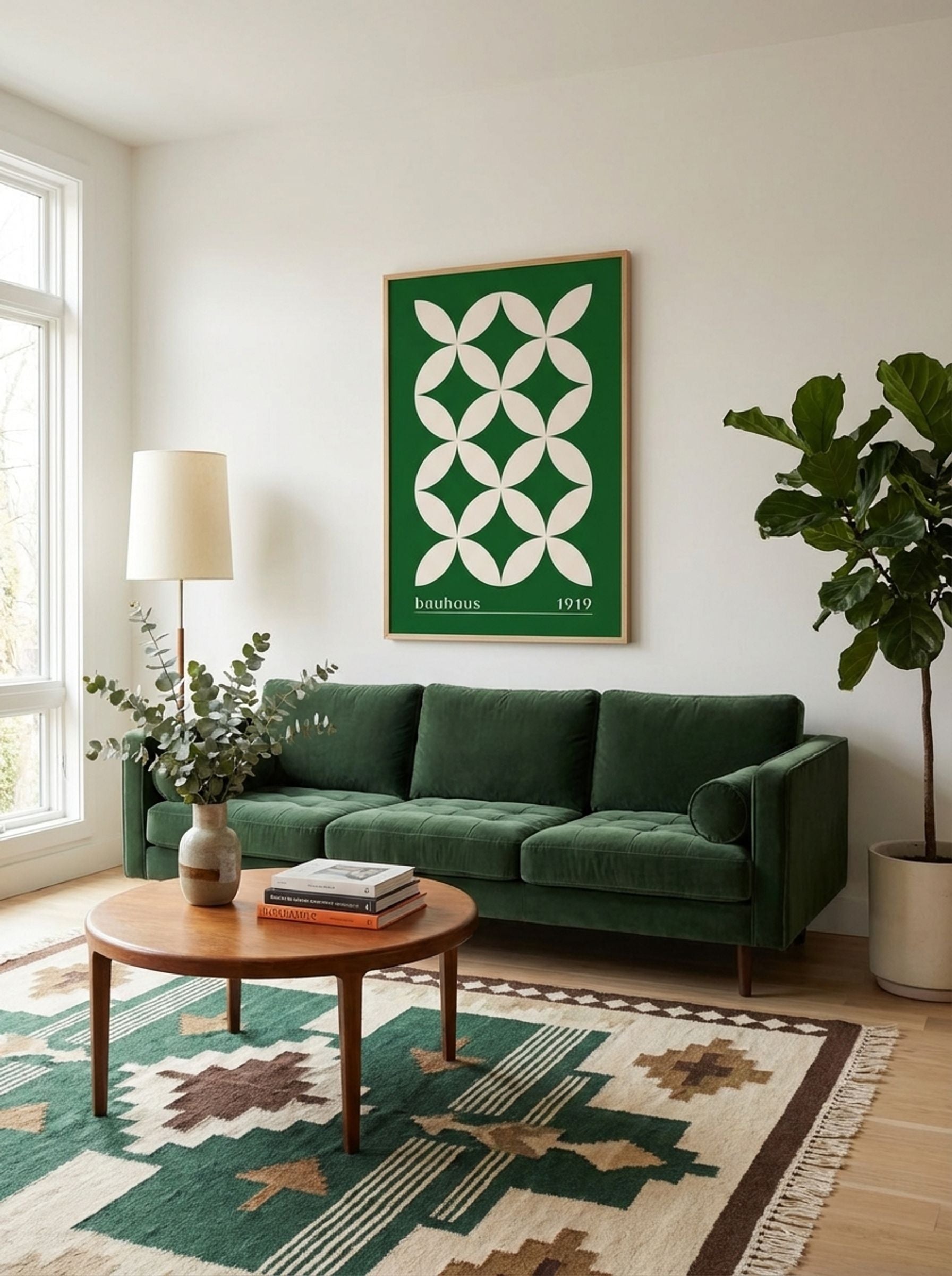 Bauhaus Petal Matrix in Green (1919) - Lifestyle