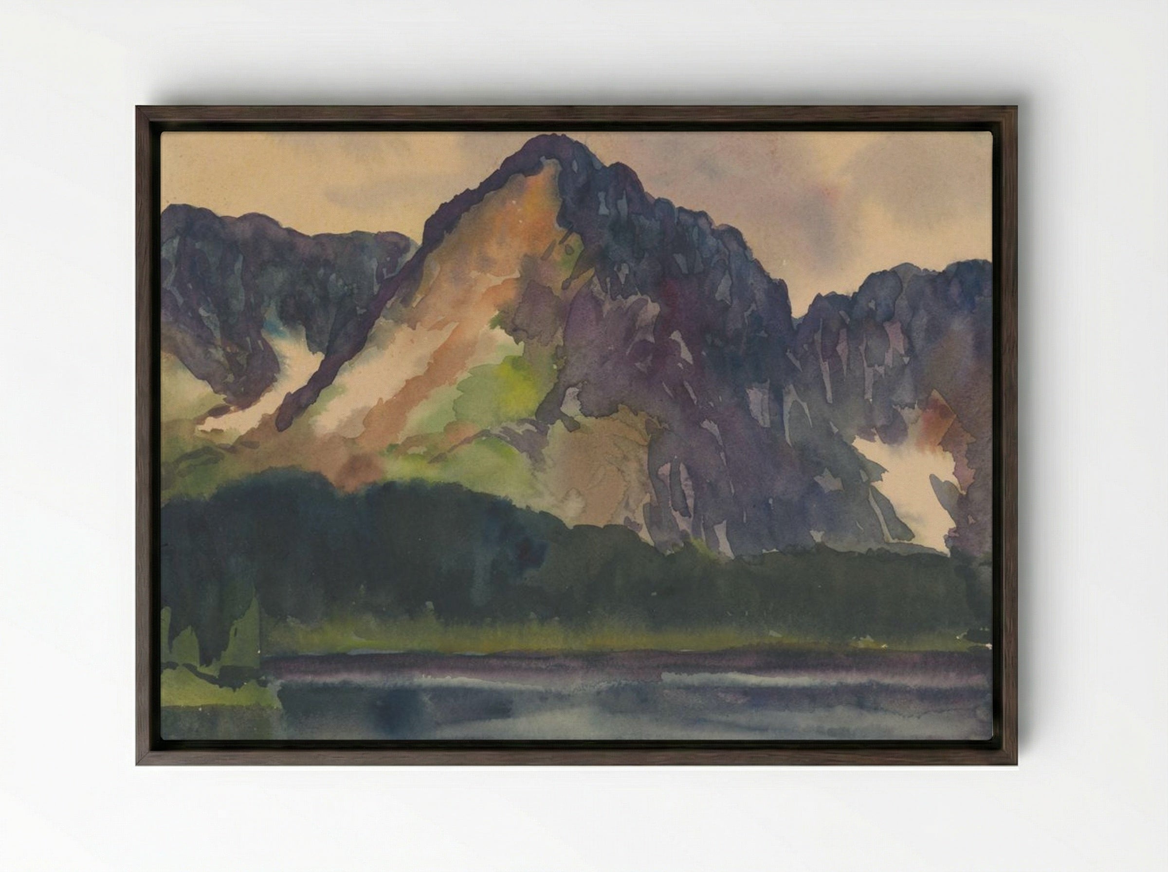 Rocky Hills Above River - Zolo Palugyay - Framed Canvas Dark Wood