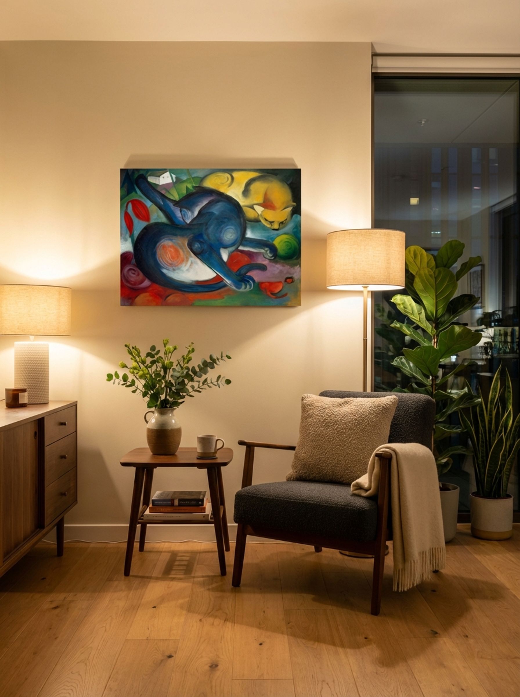 Two Cats, Blue and Yellow - Franz Marc - Lifestyle