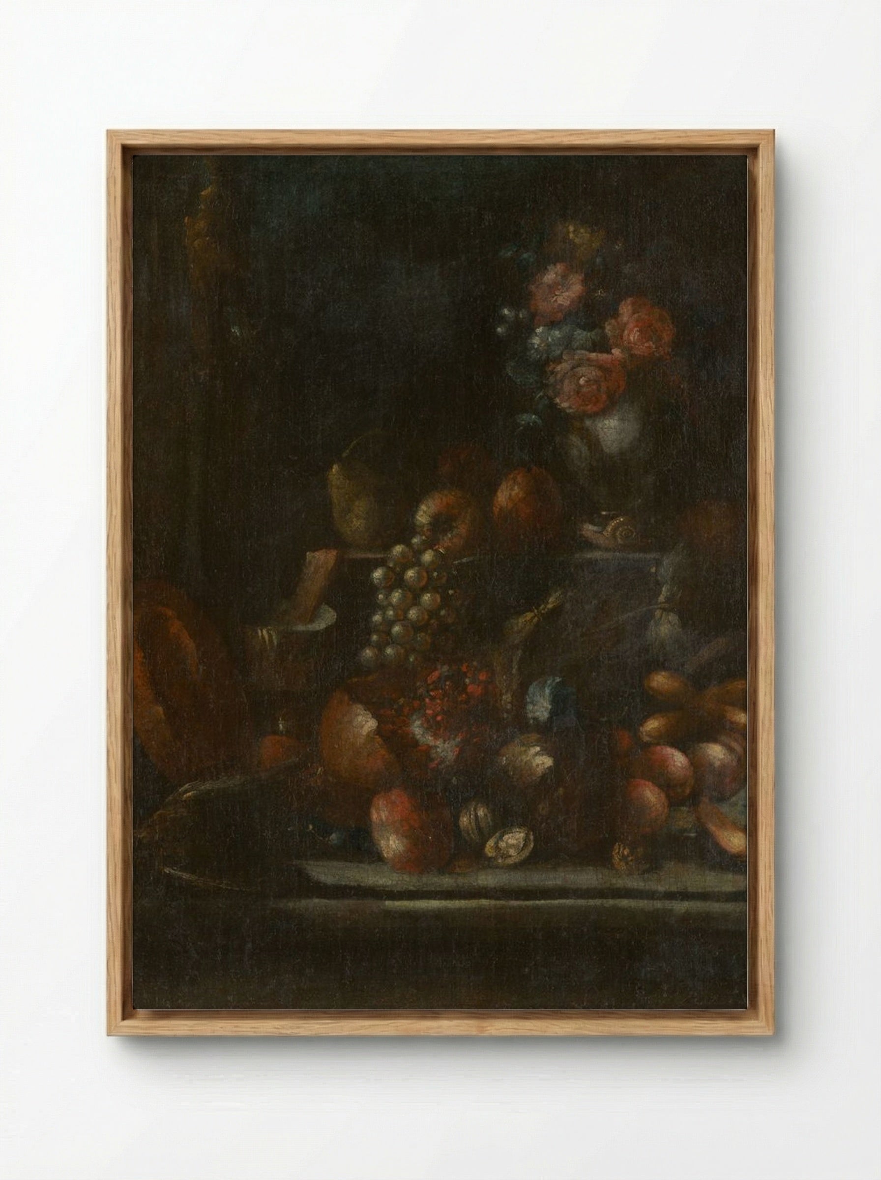 Still Life with Fruit and a Vase - Fine Art Print - Framed Canvas Wood