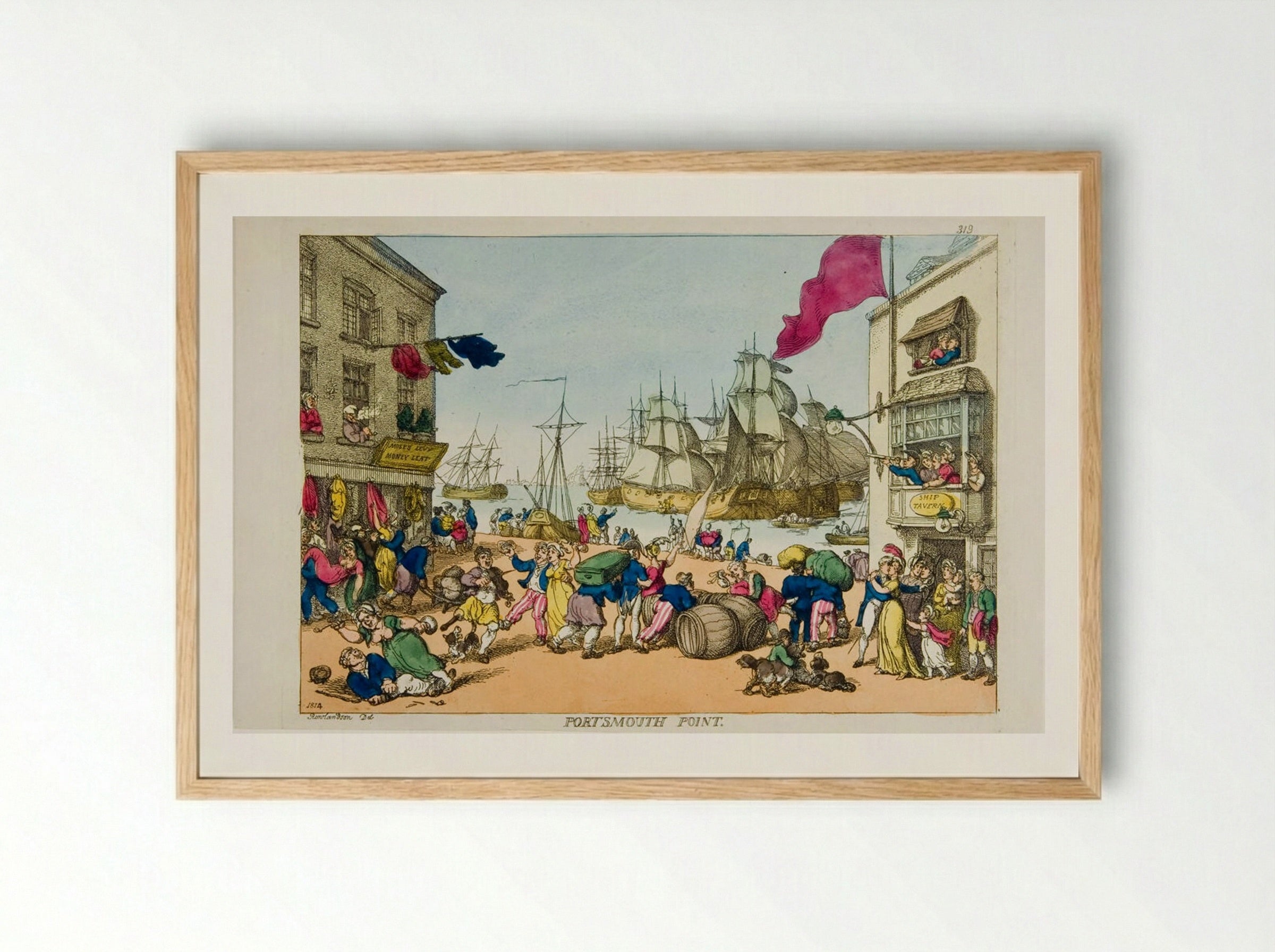 Portsmouth Point - Thomas Rowlandson - Framed Print Wood