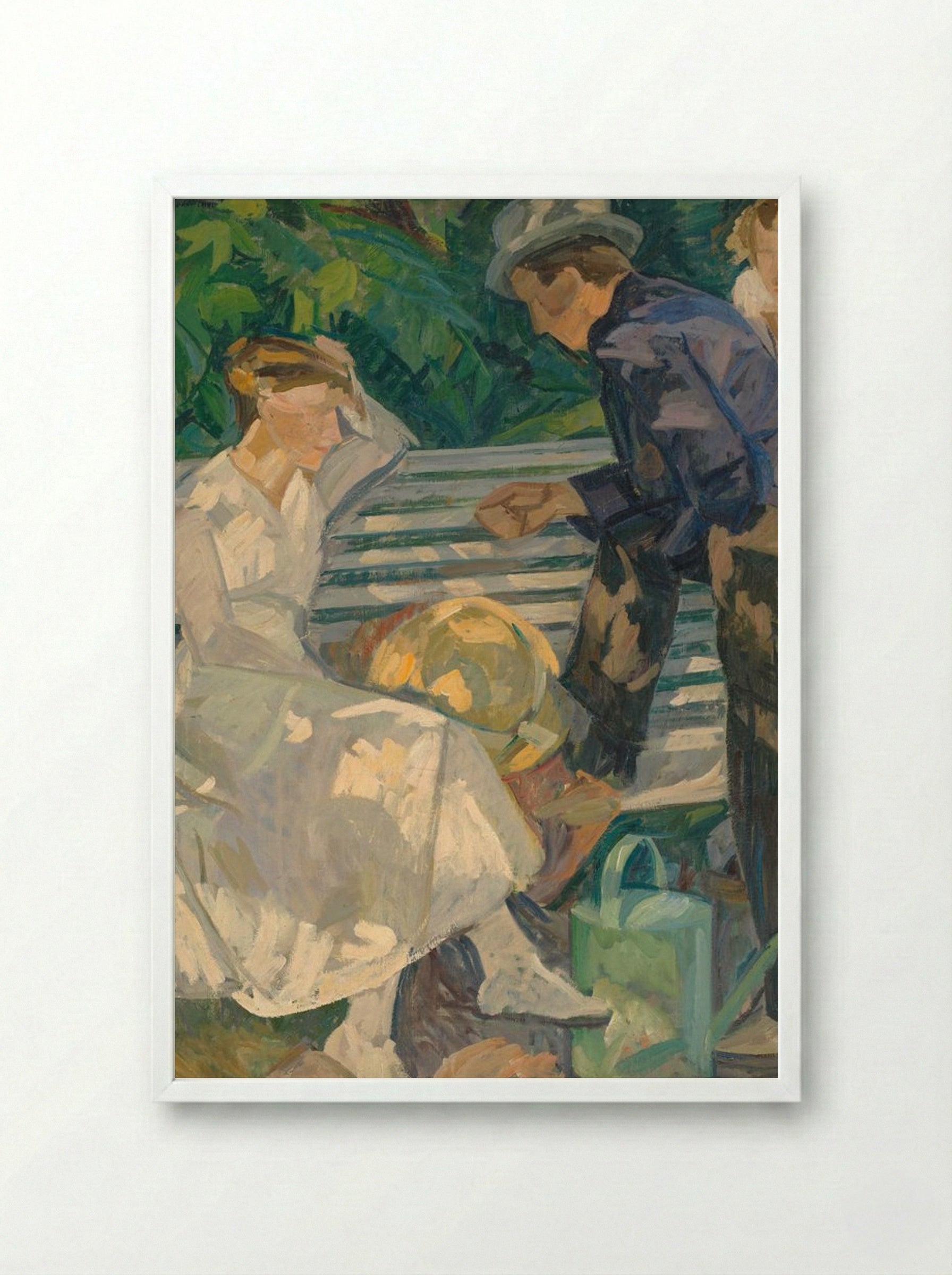 In the Priest's Garden. Christians - Edvard Weie - Framed Print White