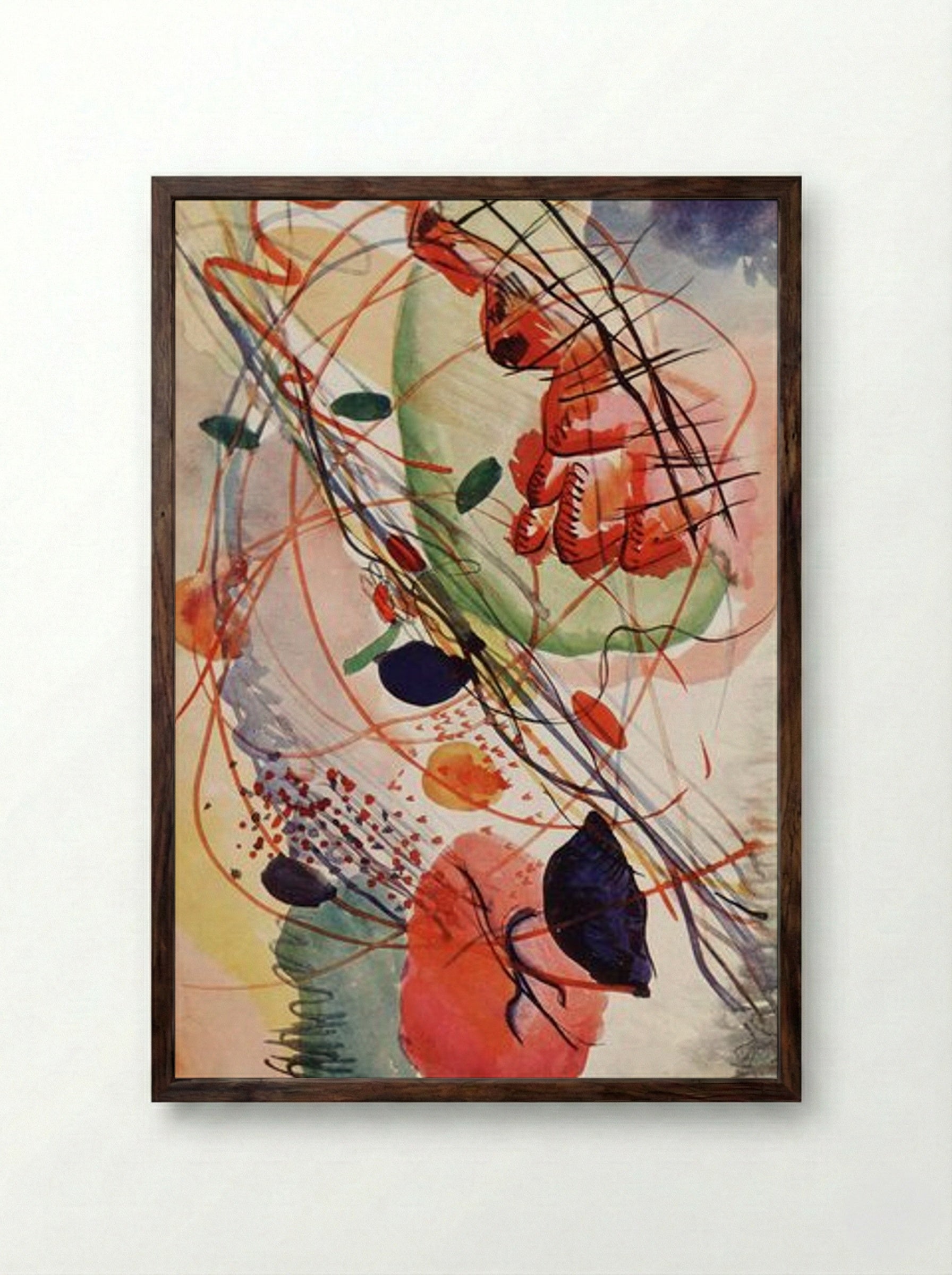 Untitled (Abstract Composition, Watercolour) - Wassily Kandinsky - Framed Print Dark Wood
