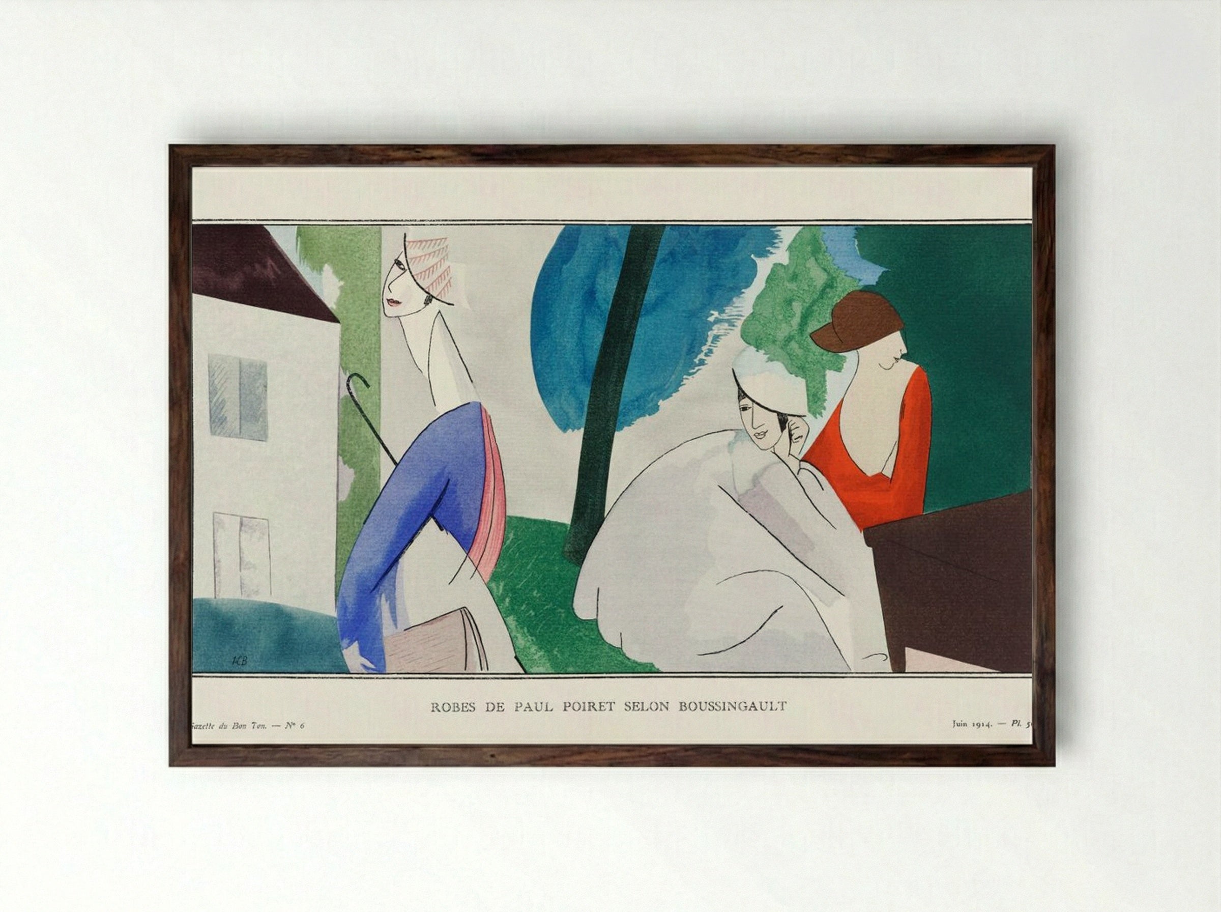 Robes de Paul Poiret selon Boussingault - Jean-Louis Boussingault - Framed Print Dark Wood
