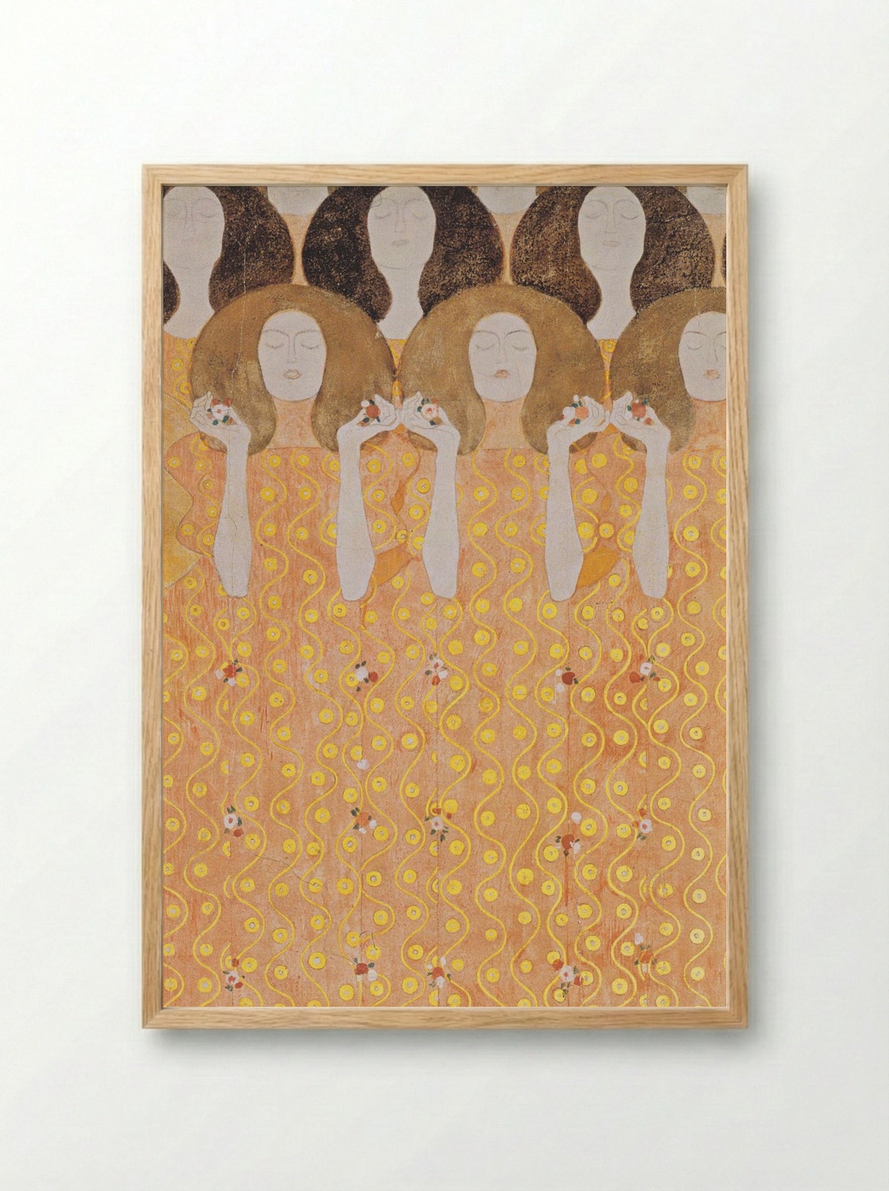 Detail from Beethoven Frieze: The Yearning for Happiness of Mankind - Gustav Klimt - Framed Print Wood