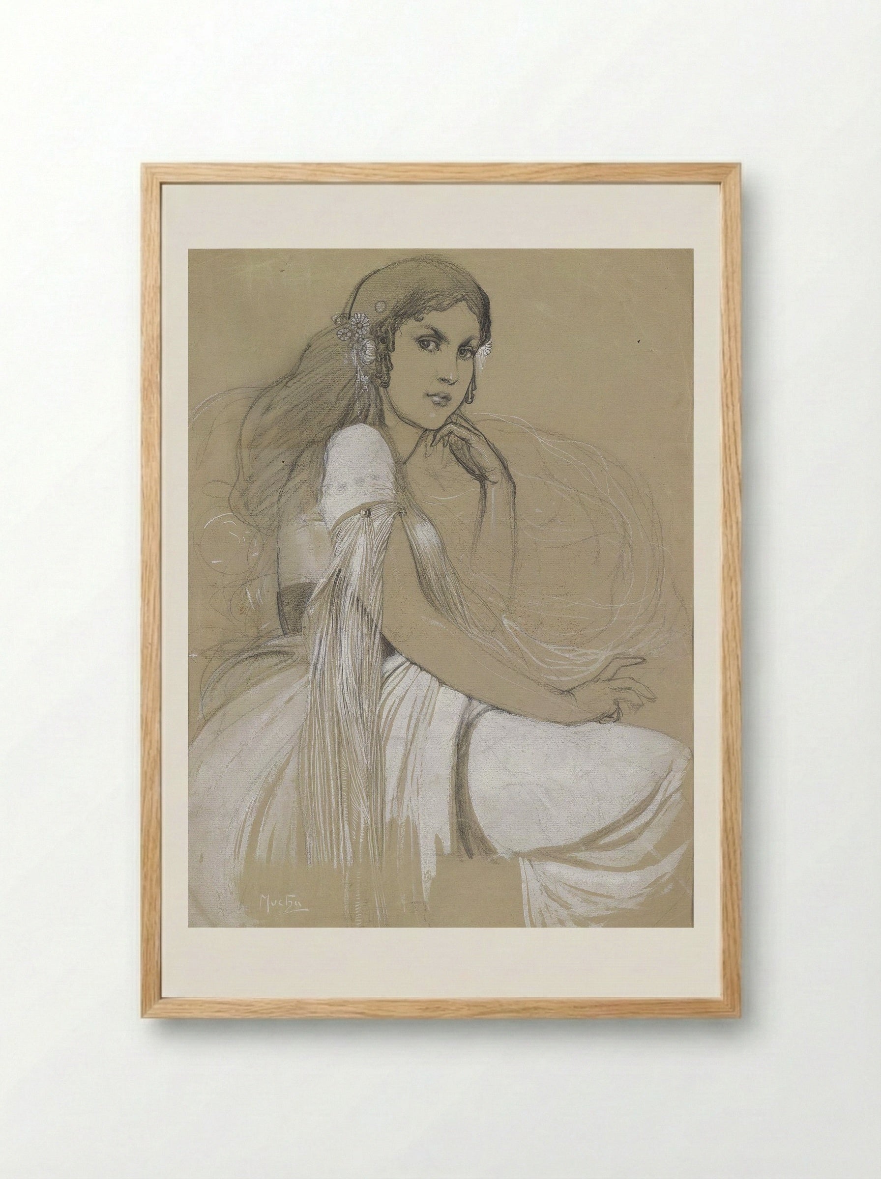 Depicted person Jaroslava Mucha, the artist's daughter - Alphonse Mucha - Framed Print Wood