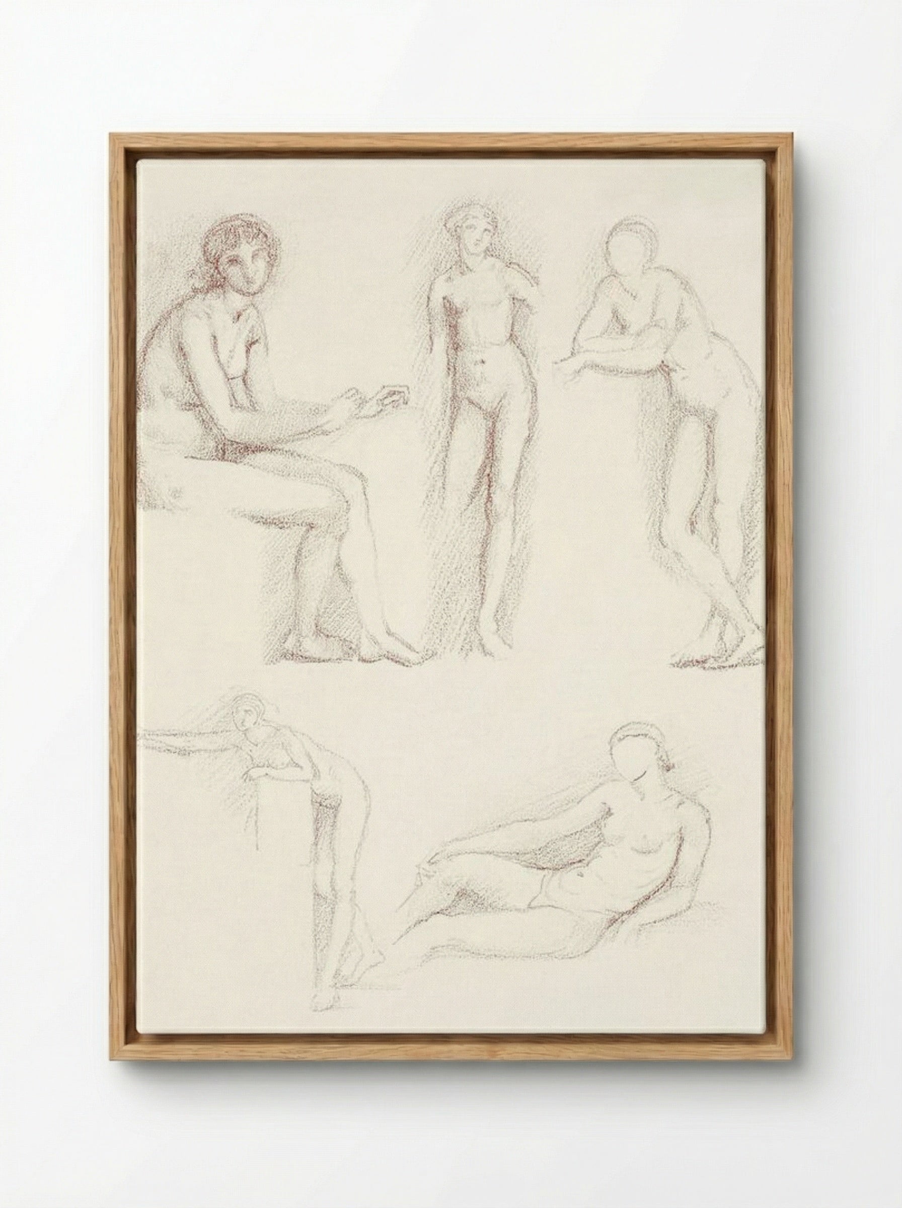Female Nude: Five Studies - Edward Burne-Jones - Framed Canvas Wood