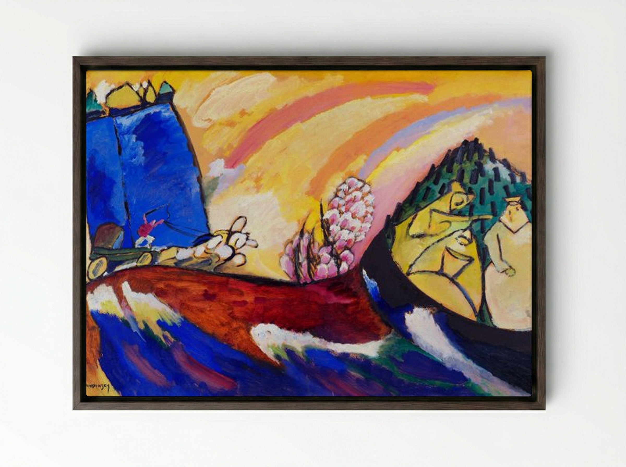 Painting with Troika - Wassily Kandinsky - Framed Canvas Dark Wood