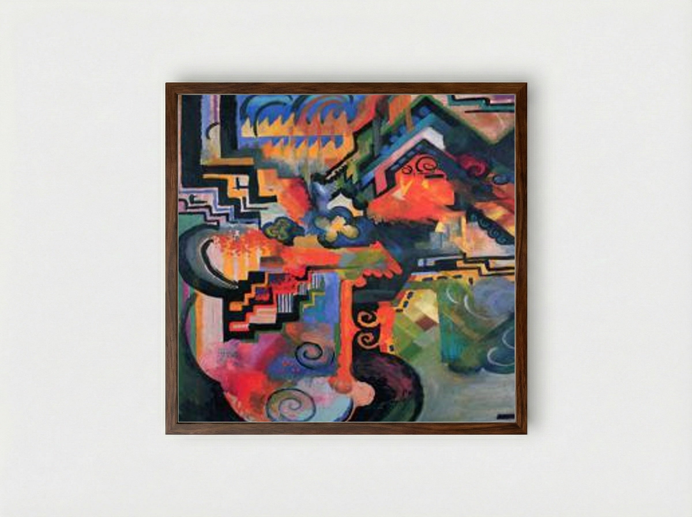 Colored Composition (Homage to Johann Sebastian Bach) - August Macke - Framed Print Dark Wood