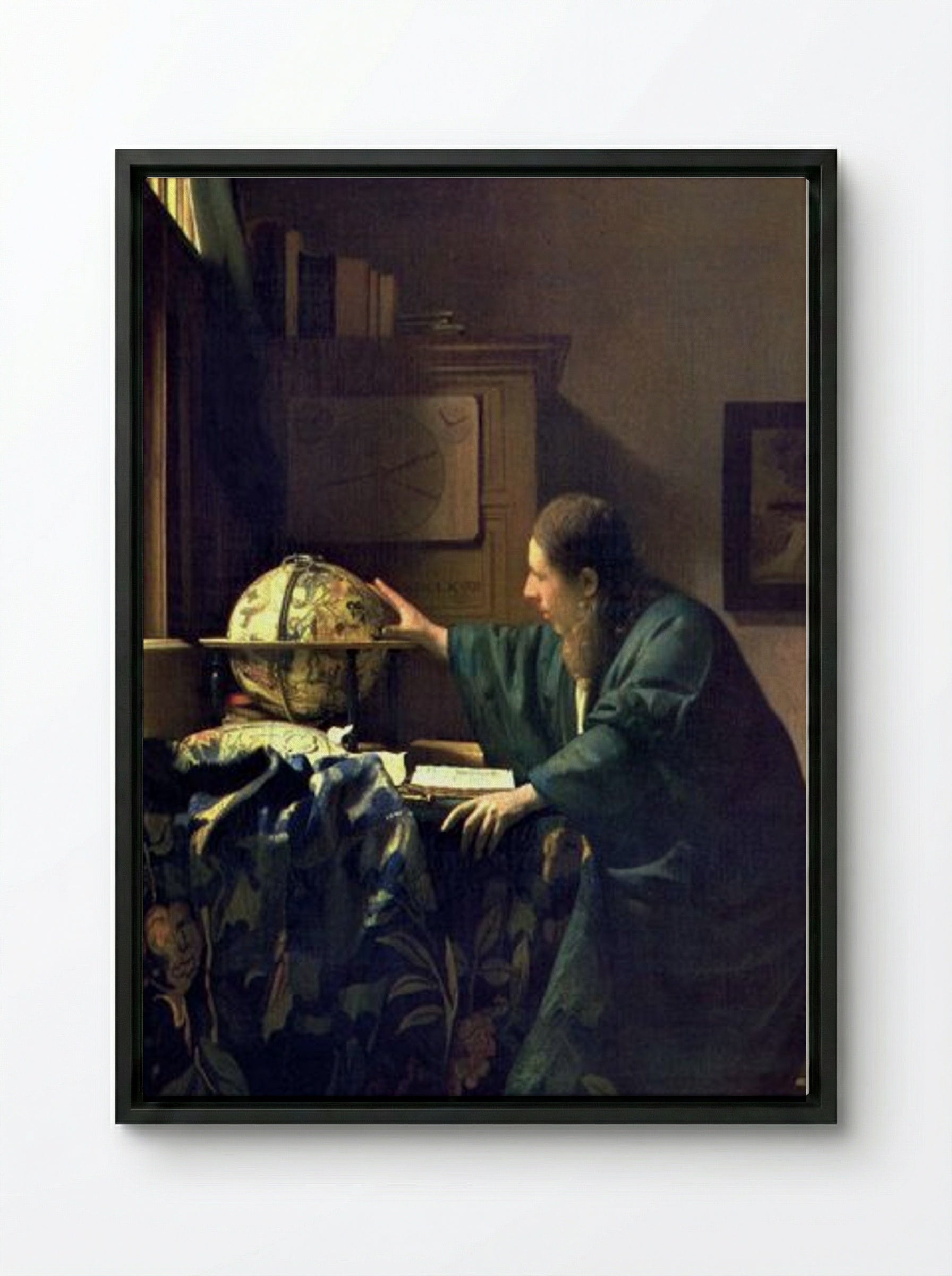 The Astronomer - Johannes Vermeer - Framed Canvas Black