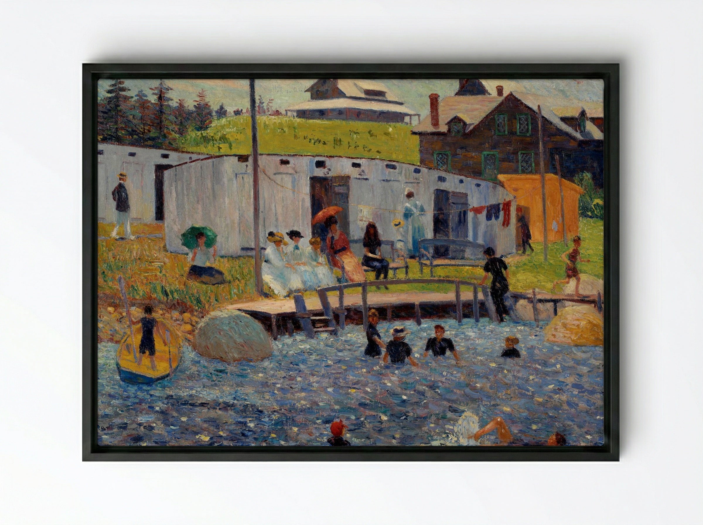 The Bathing Hour, Chester, Nova Scotia - William James Glackens - Framed Canvas Black