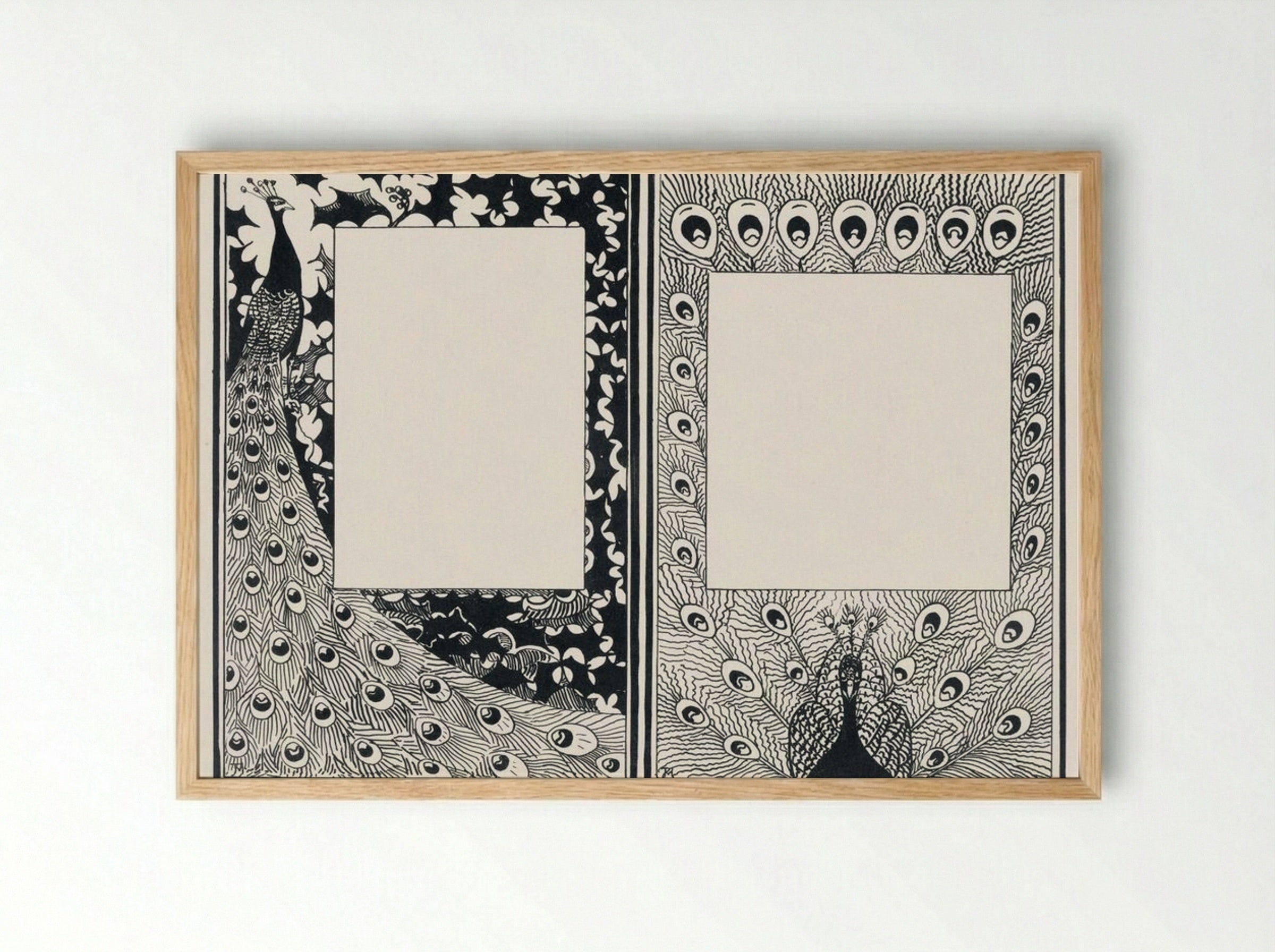 Design for Announcement and Order Card with Peacocks - Jan Toorop - Framed Print Wood