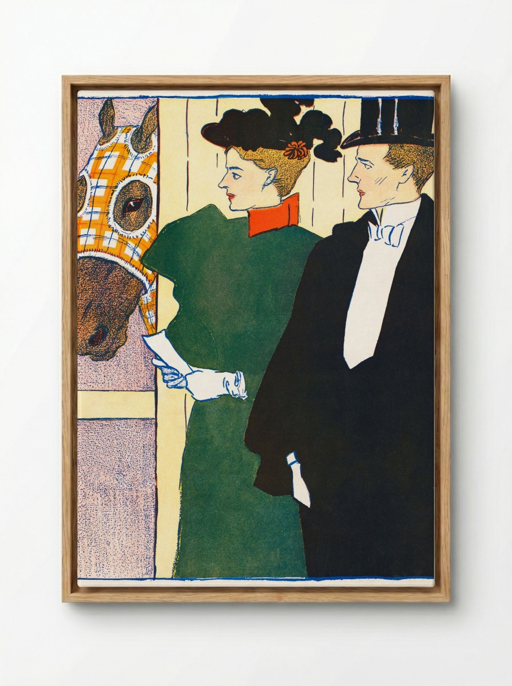 Woman Holding a Horse Racing Ticket - Edward Penfield - Framed Canvas Wood