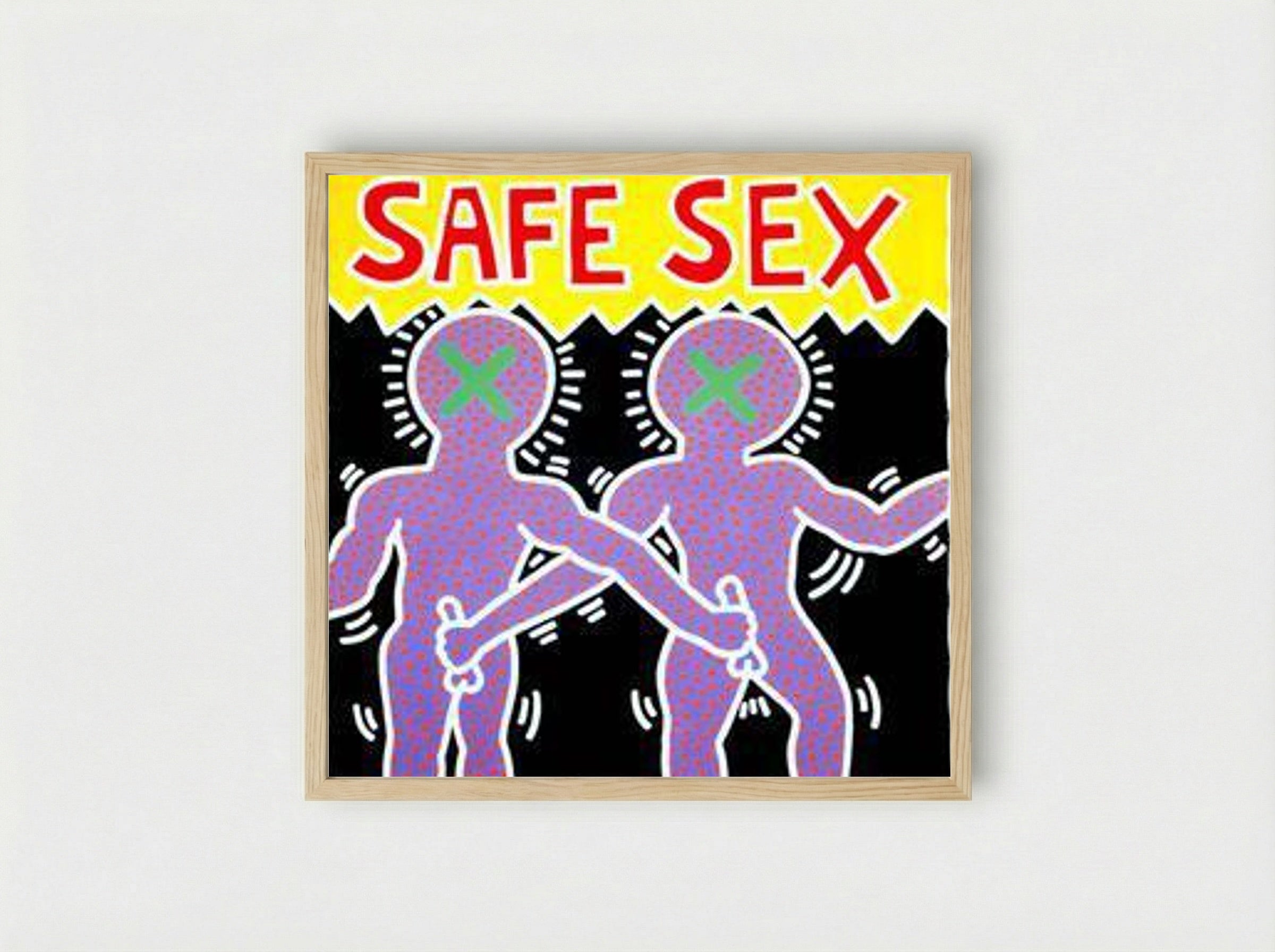 Safe Sex - Keith Haring - Framed Print Wood