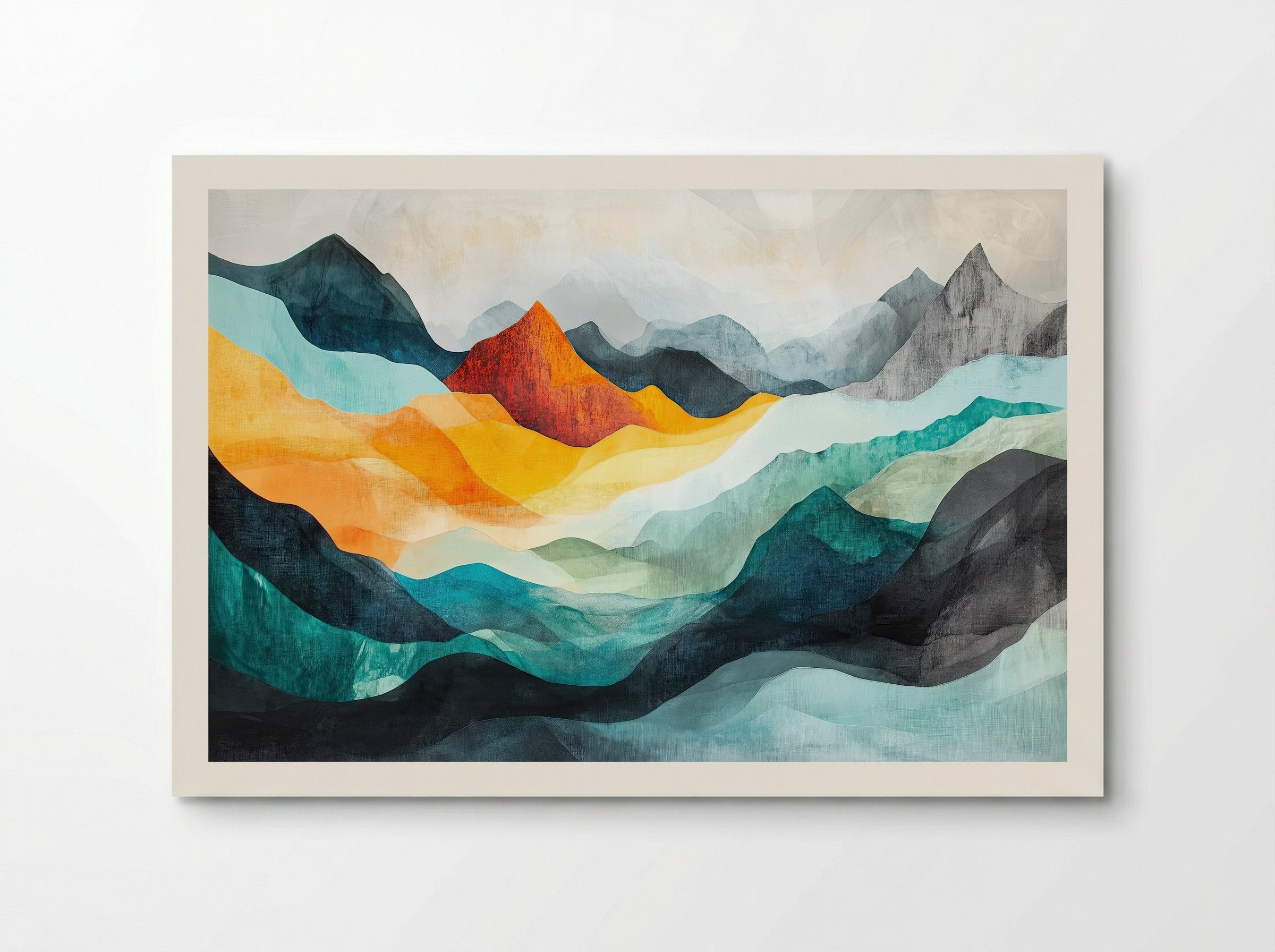 Sunfire Ridge – Abstract Mountain Landscape (Triptych 2 of 3) - Poster