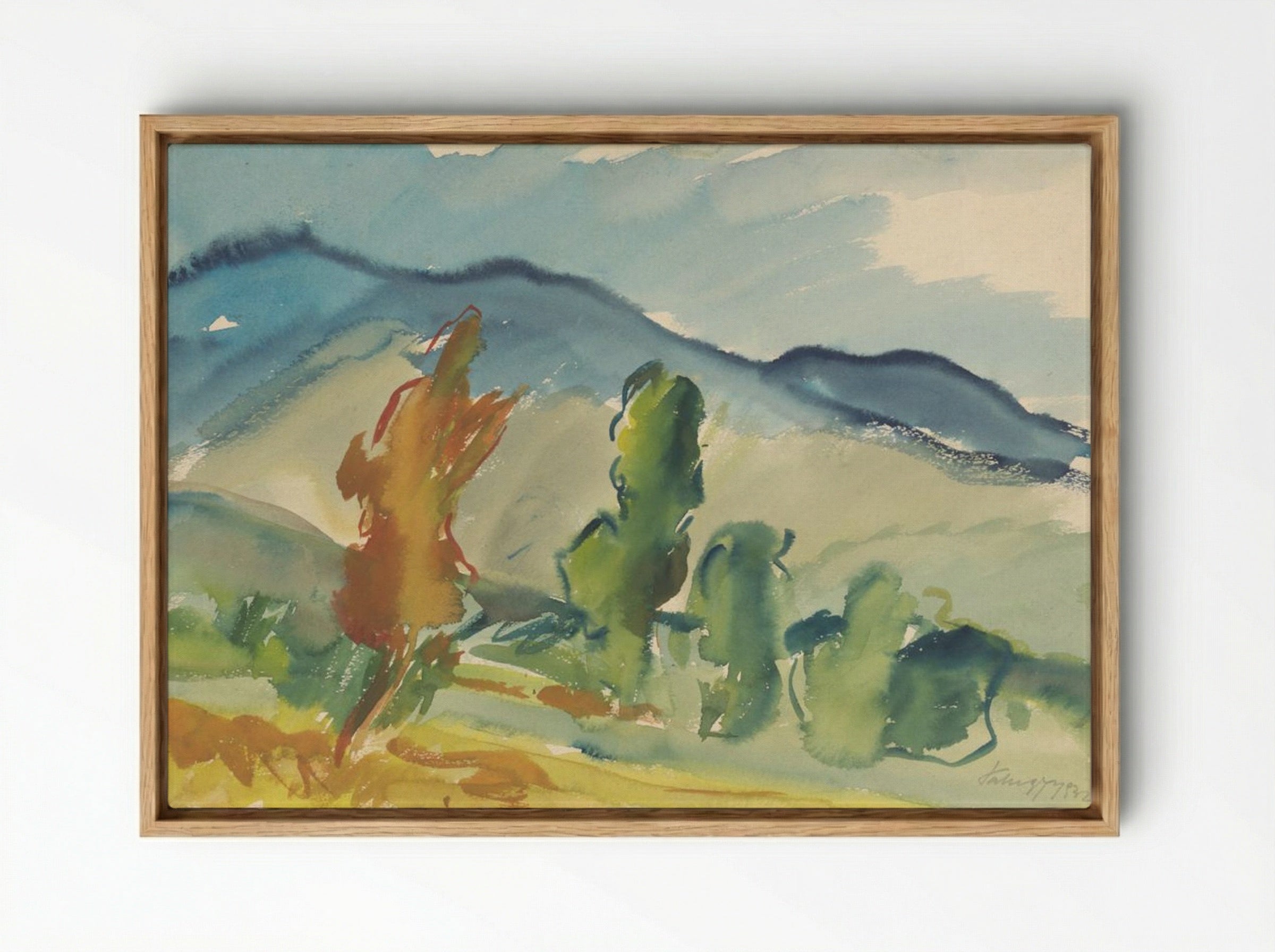 Landscape Below the Mountains - Zolo Palugyay - Framed Canvas Wood