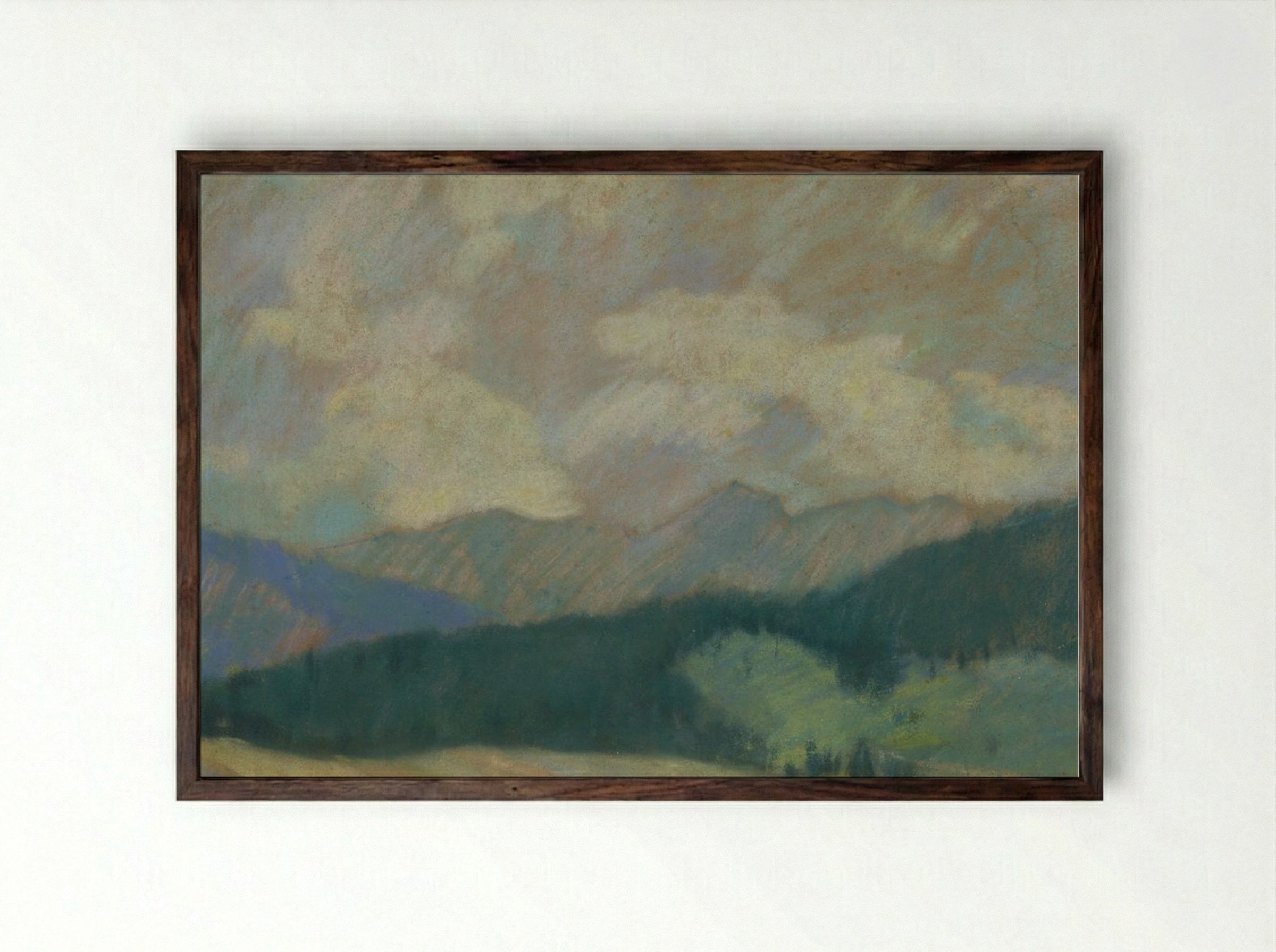 Mountain Landscape - Zolo Palugyay - Framed Print Dark Wood