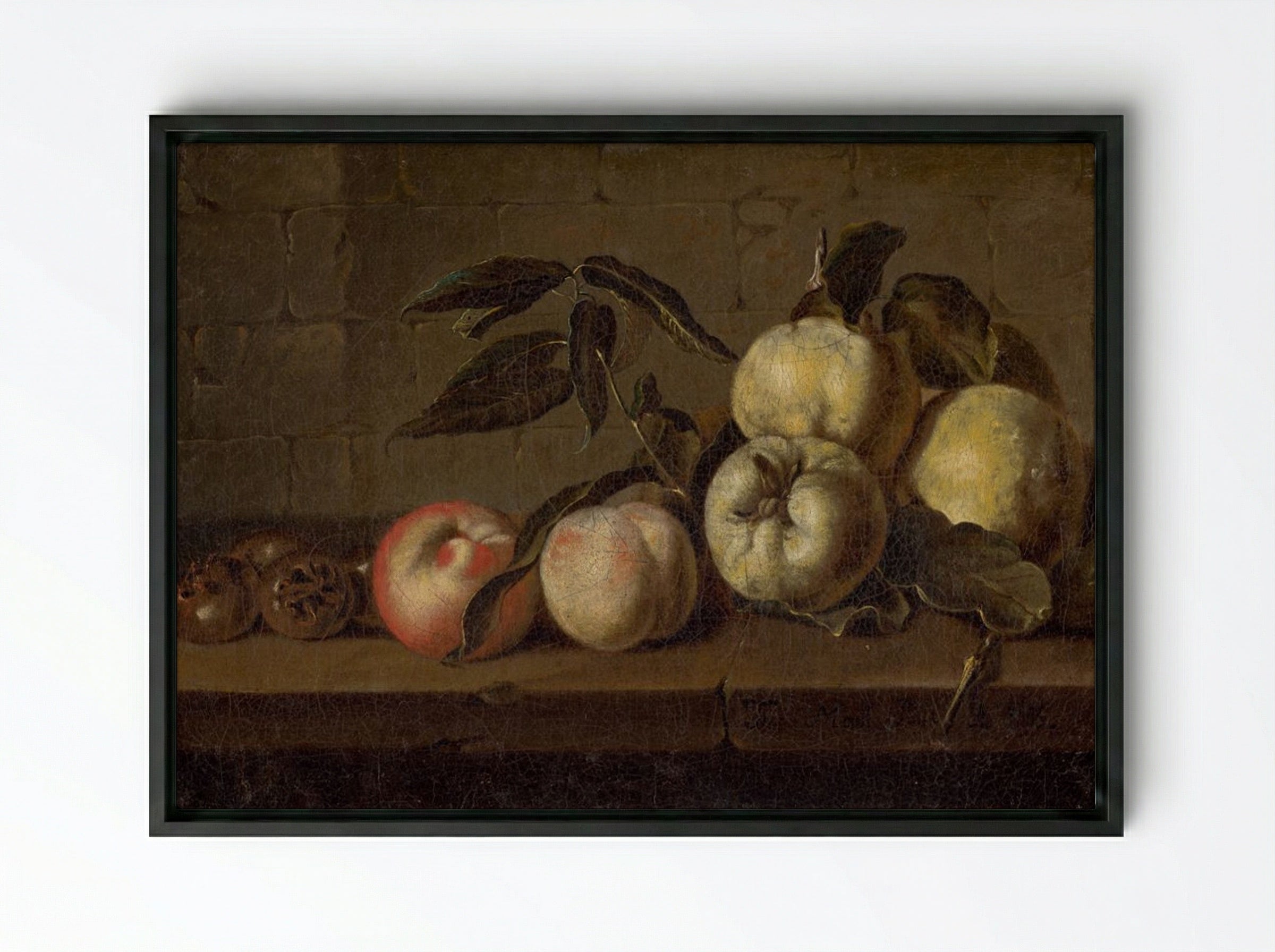 Still Life with Fruit - Fine Art Print - Framed Canvas Black