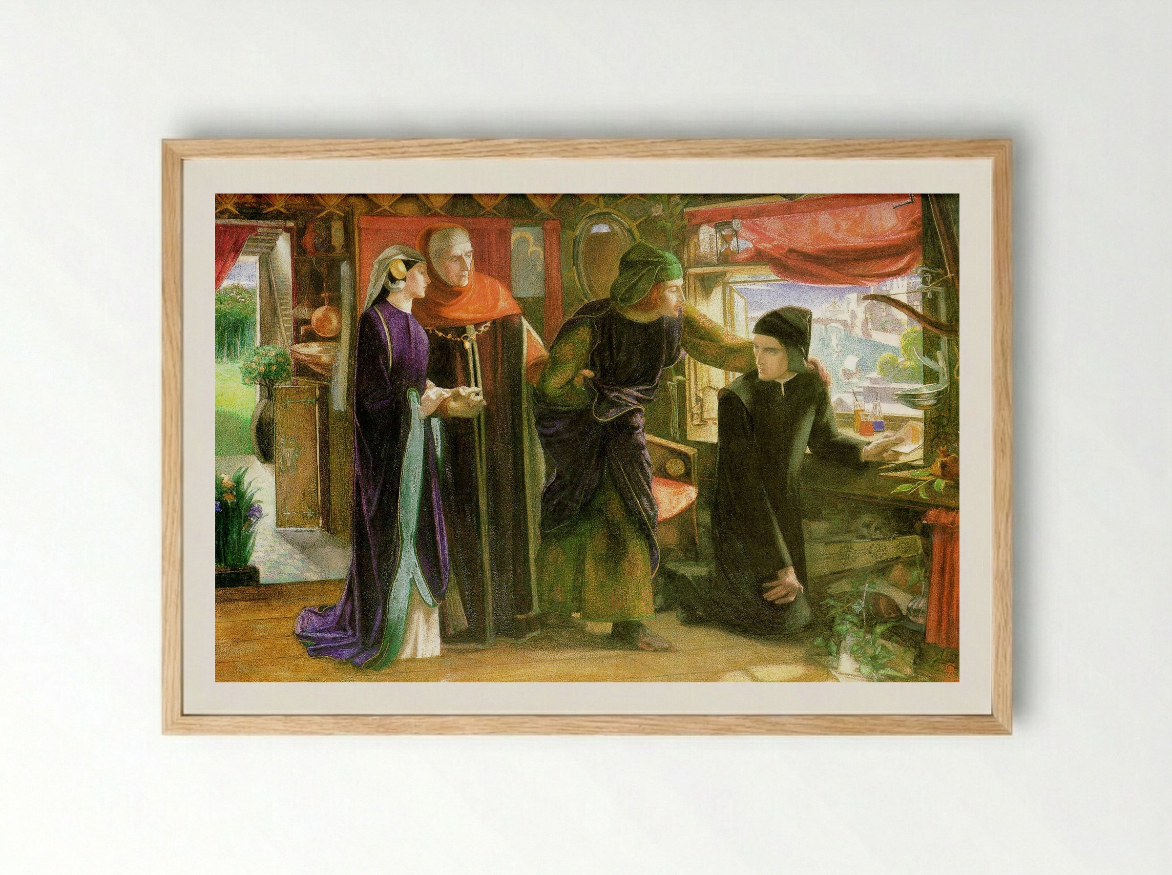 The First Anniversary of the Death of Beatrice - Dante Gabriel Rossetti - Framed Print Wood