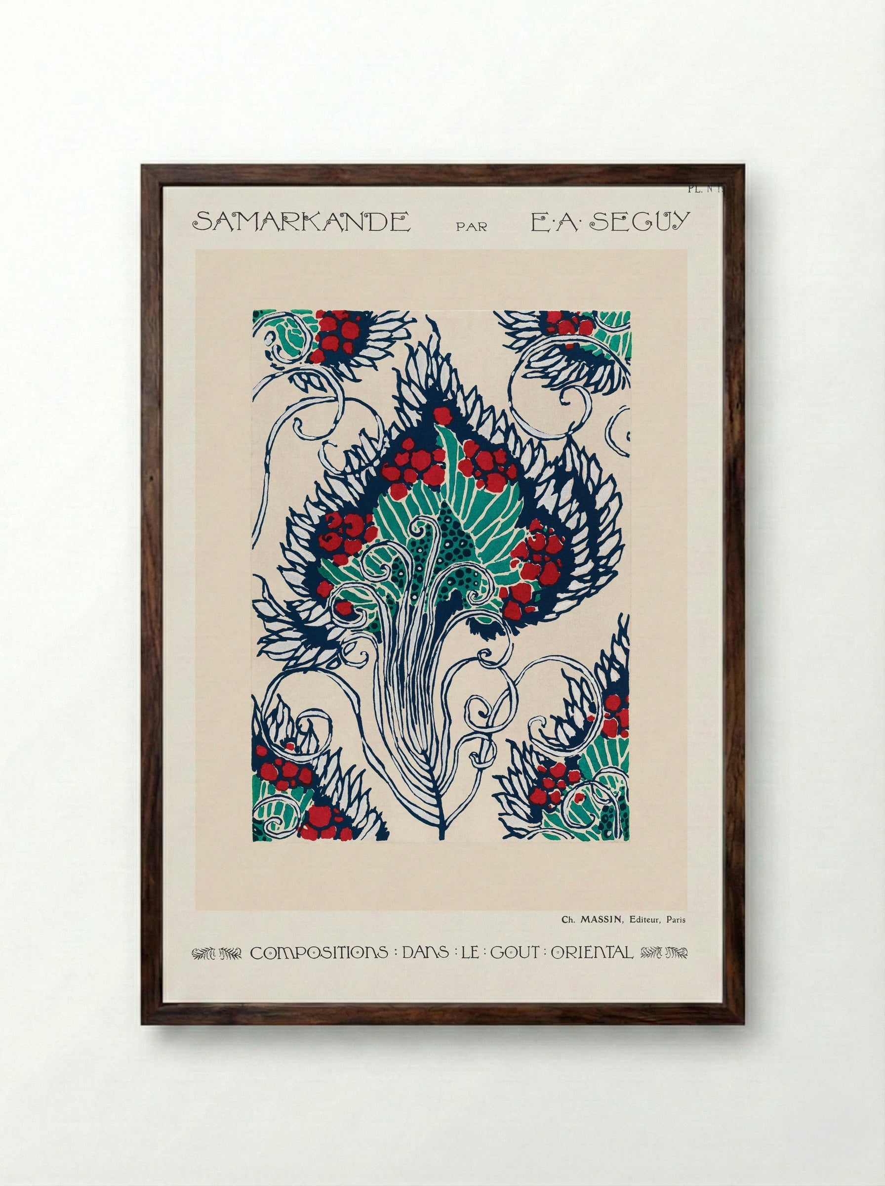 Samarkande, Planche 19 (Botanical Pattern) - Émile-Allain Séguy - Framed Print Dark Wood