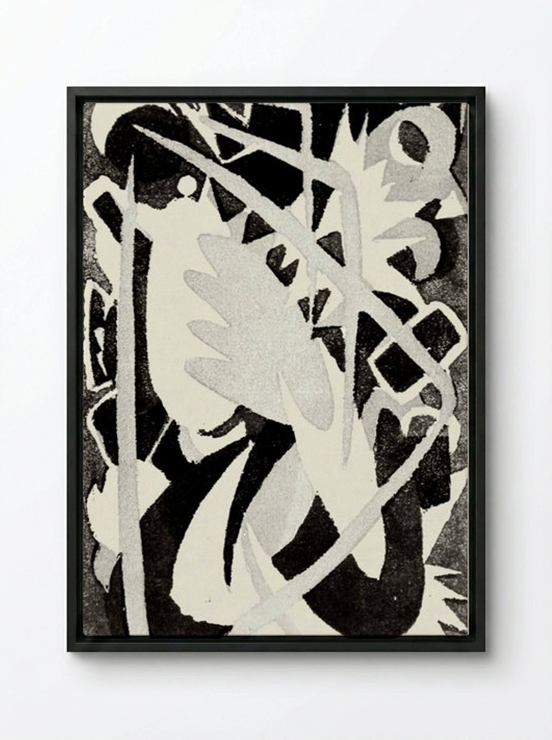 Abstract Composition (Black and White) - Franz Marc - Framed Canvas Black