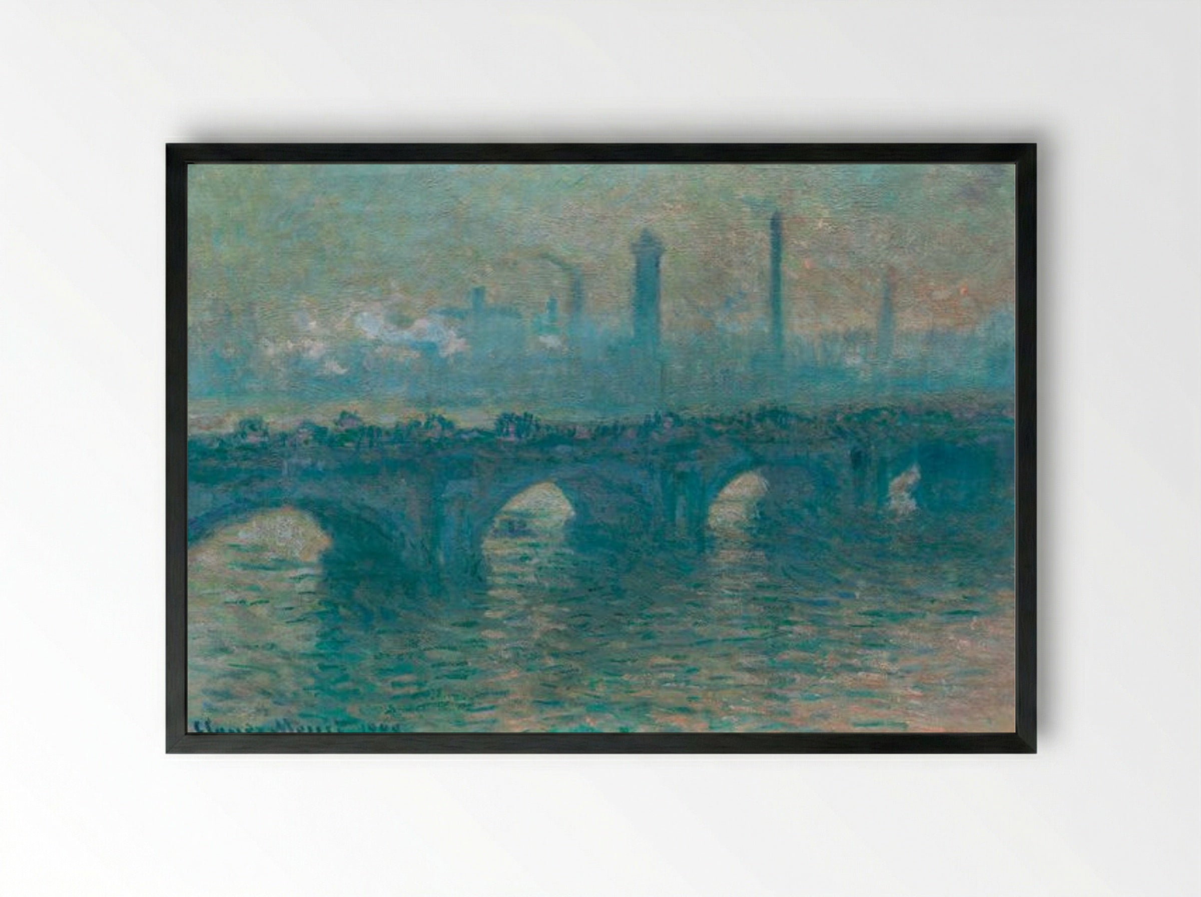 Waterloo Bridge, Grey Weather - Claude Monet - Framed Print Black