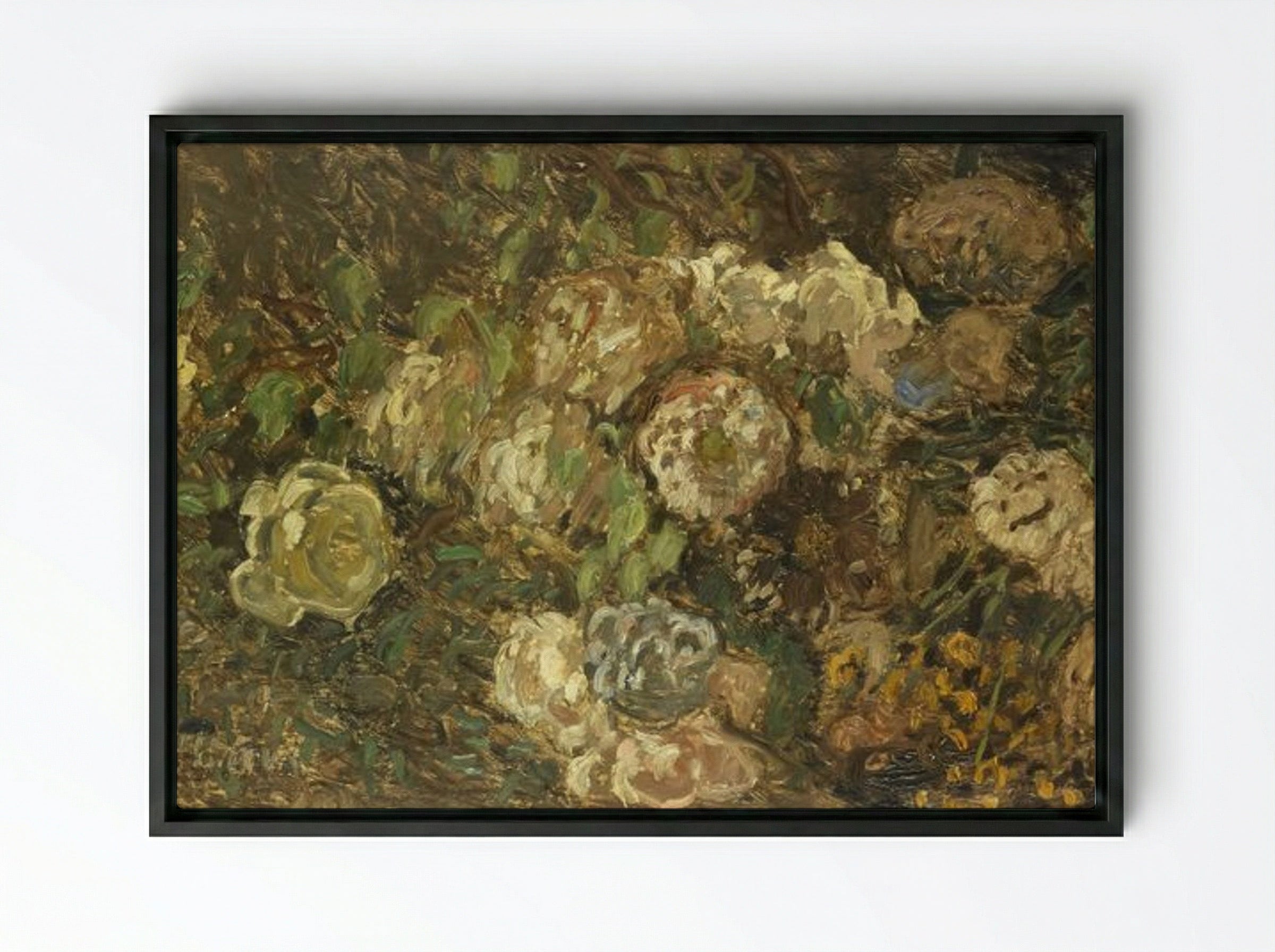 Flowers - Claude Monet - Framed Canvas Black