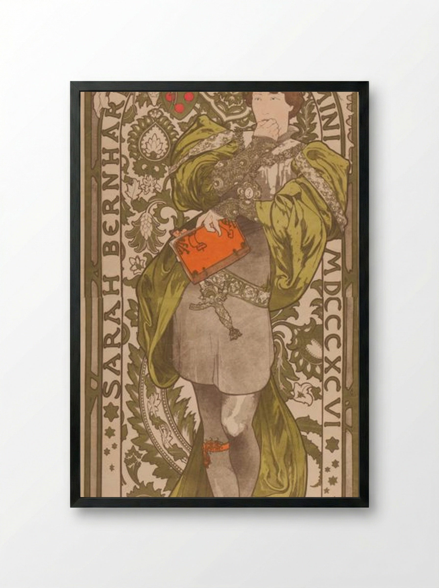 Lorenzaccio - Sarah Bernhardt - Alphonse Mucha - Framed Print Black