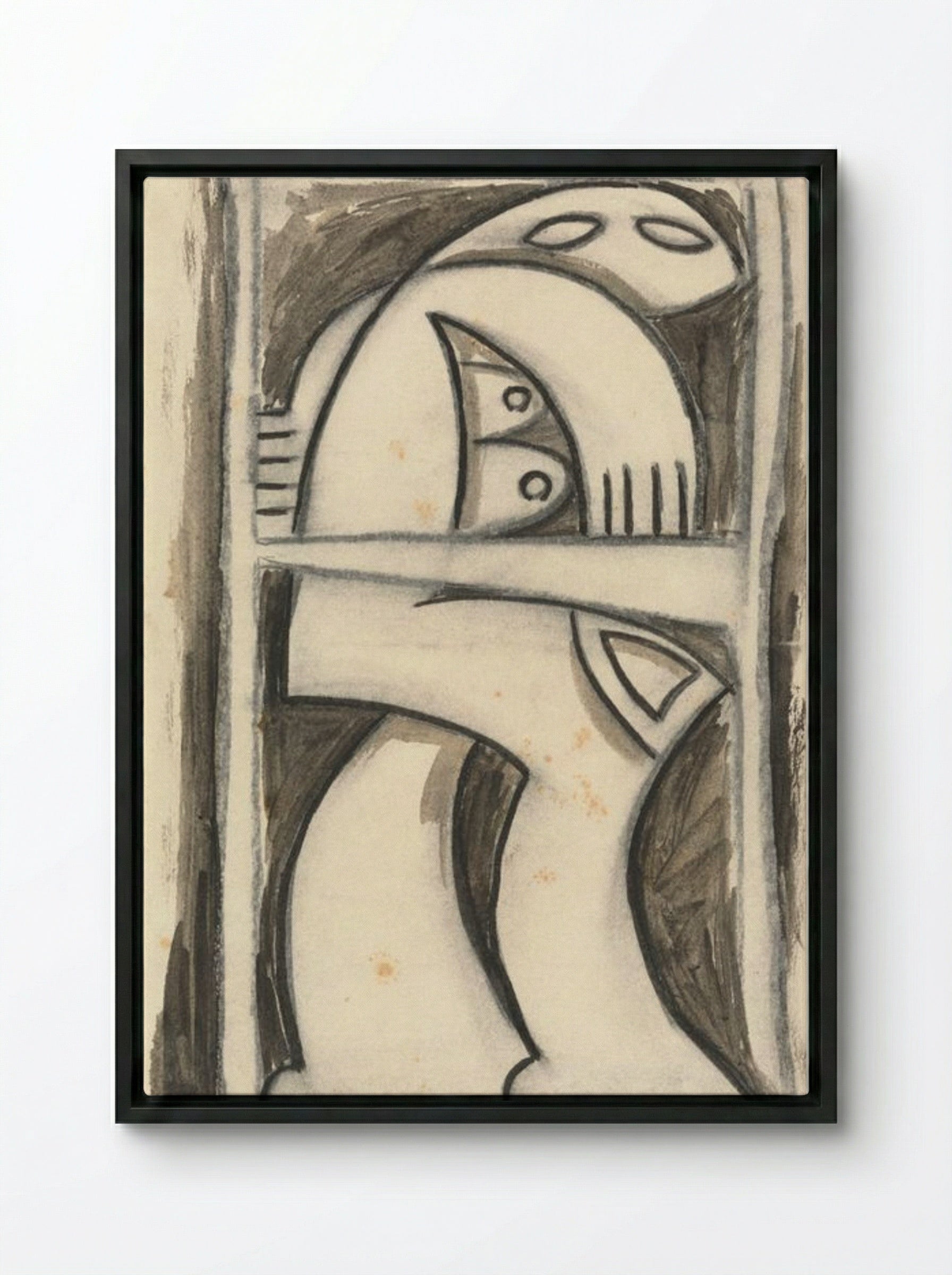 Standing Female Figure (Study) - Pablo Picasso - Framed Canvas Black