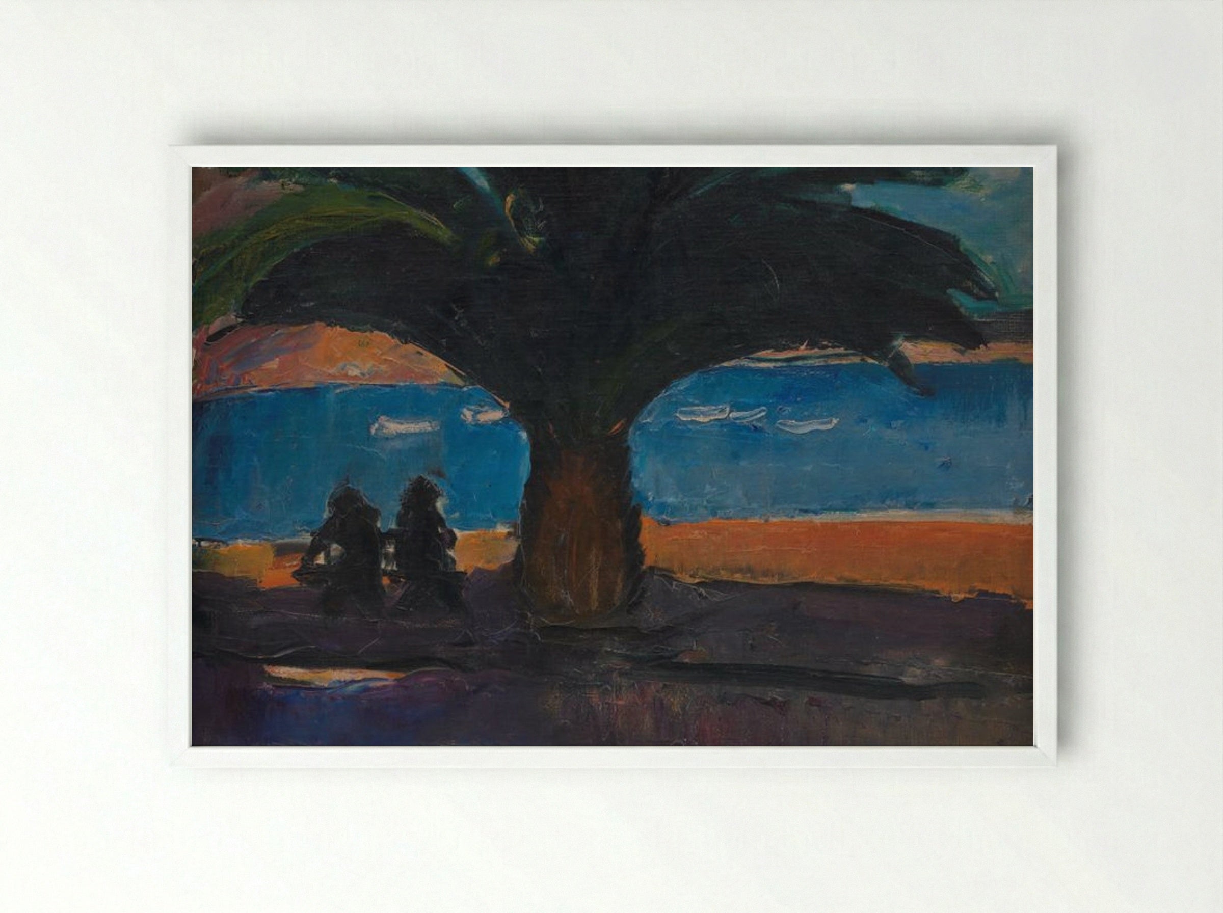 The Thick Palm. View from Villefranche - Jens Adolf Jerichau - Framed Print White