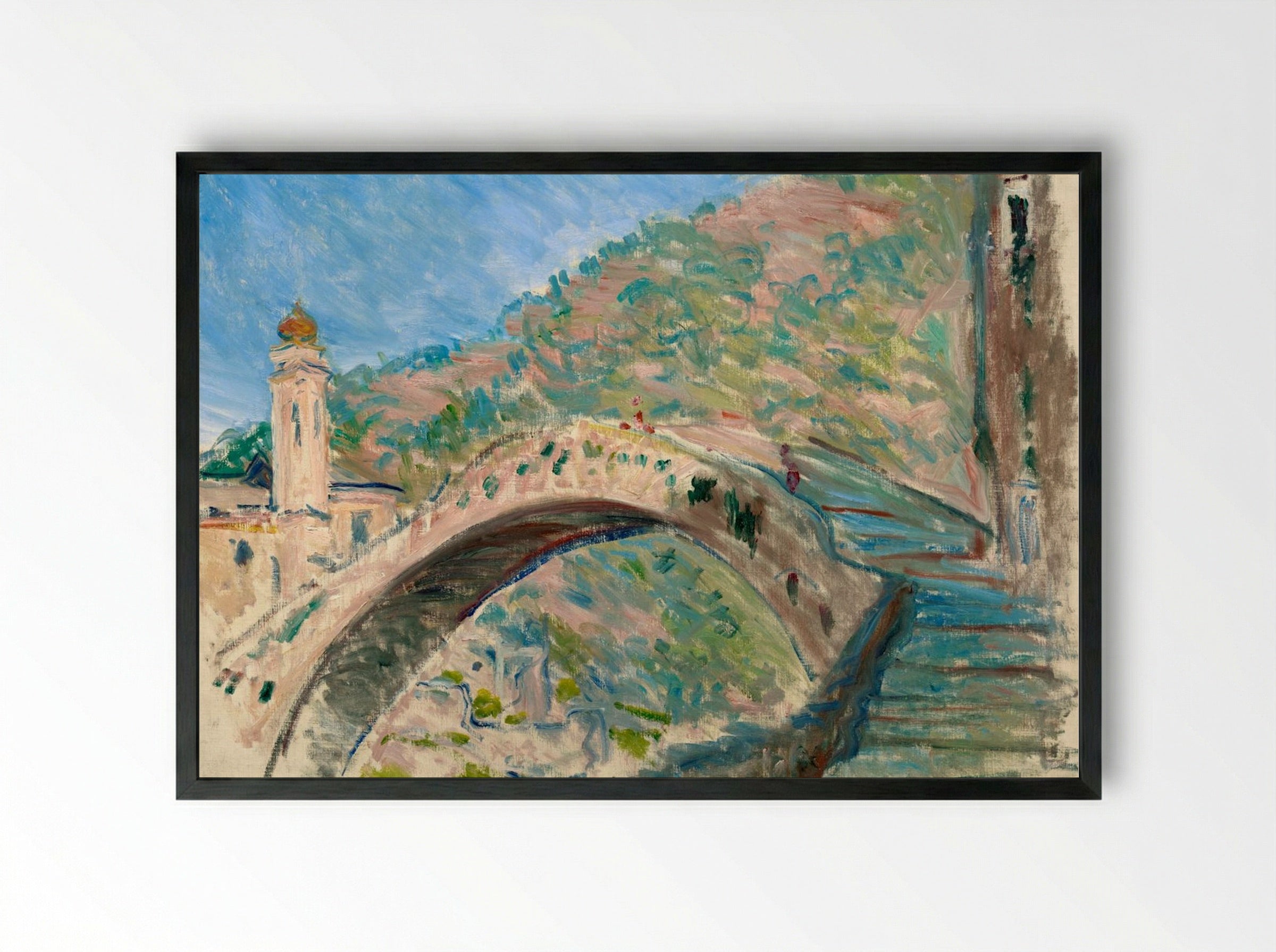 The Bridge at Dolceacqua - Claude Monet - Framed Print Black