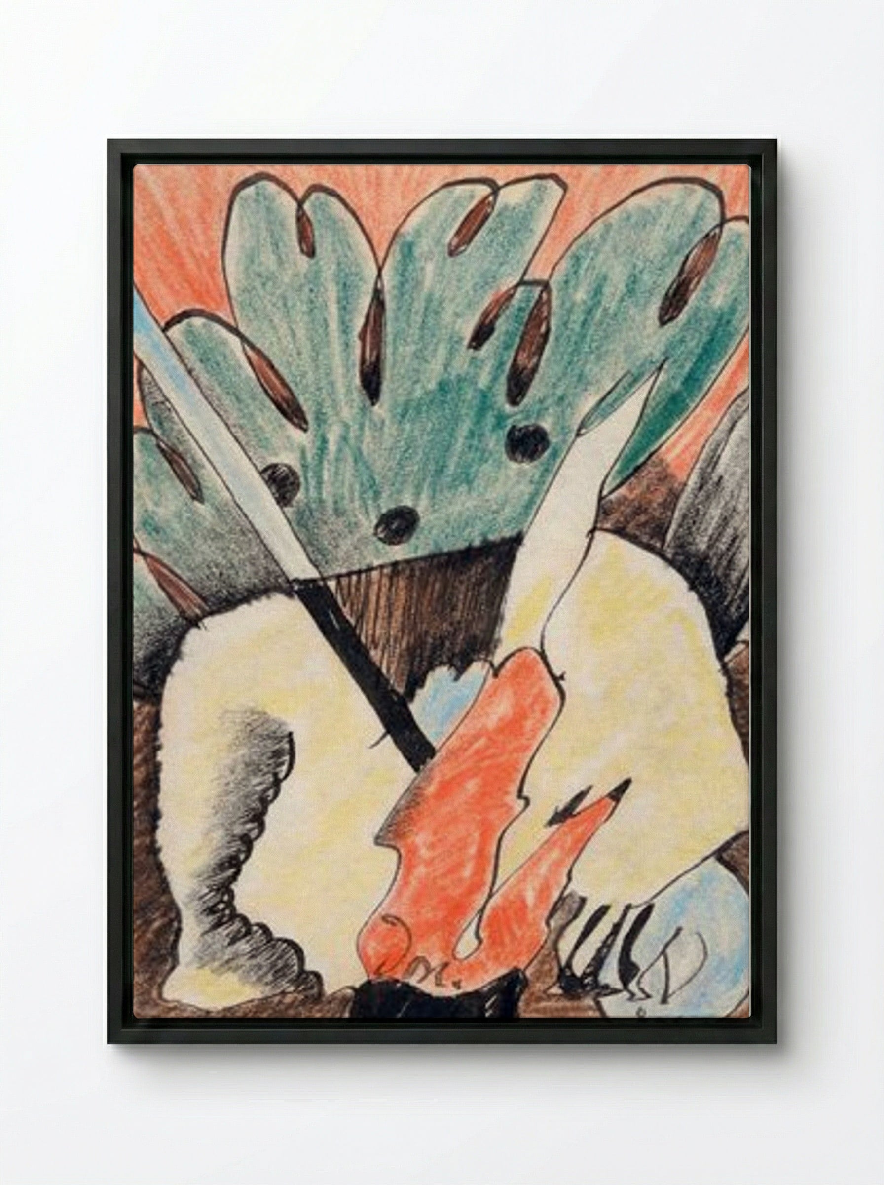 Untitled (Abstracted Forms, Coloured Pencil) - Arthur Dove - Framed Canvas Black