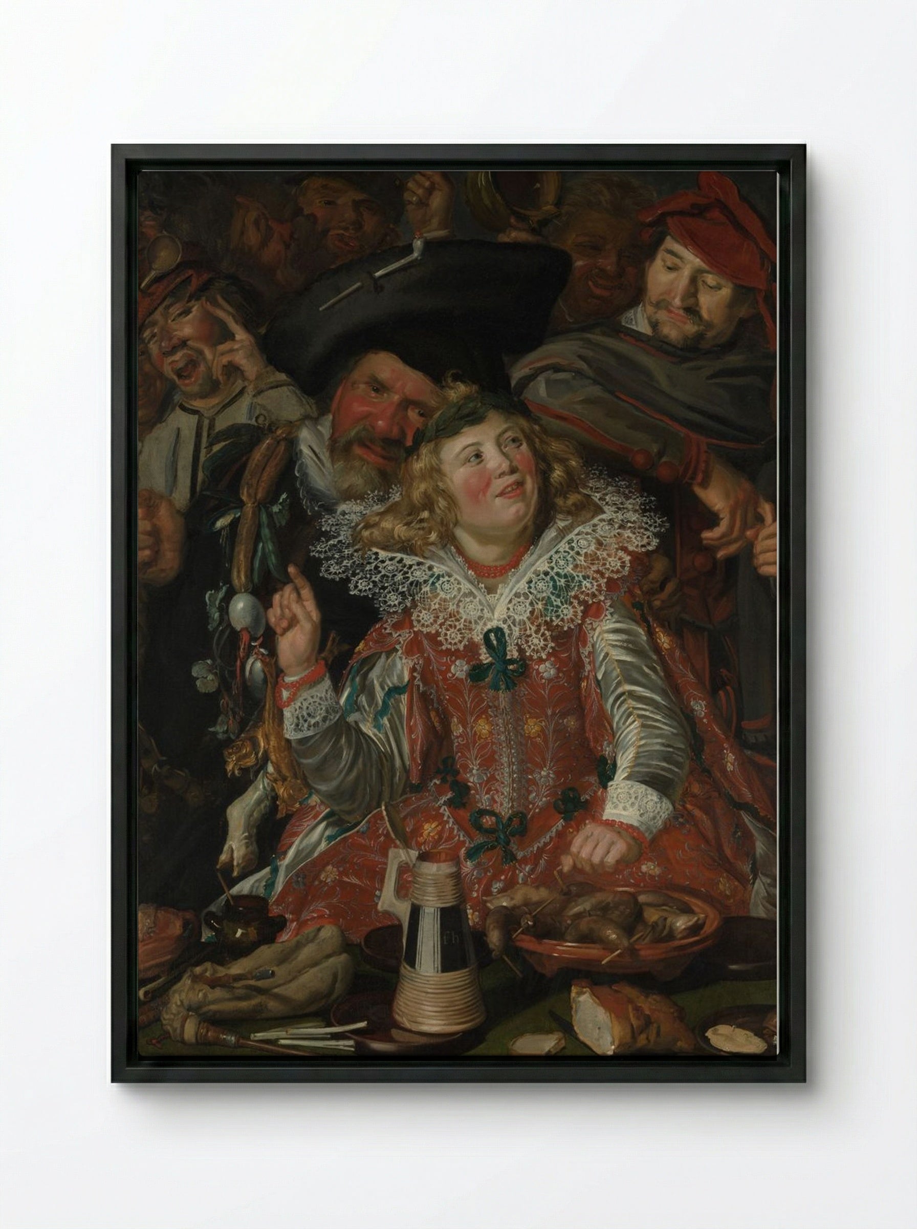 Merrymakers at Shrovetide - Frans Hals - Framed Canvas Black
