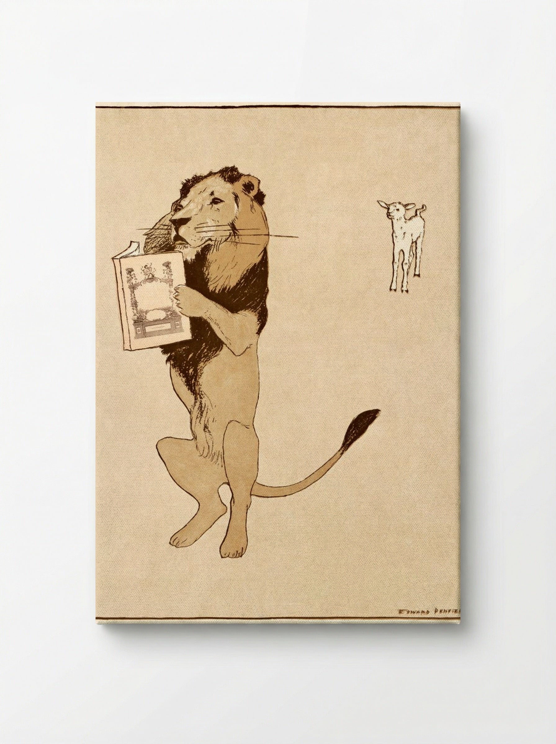 The Lion and the Book - Edward Penfield - Canvas