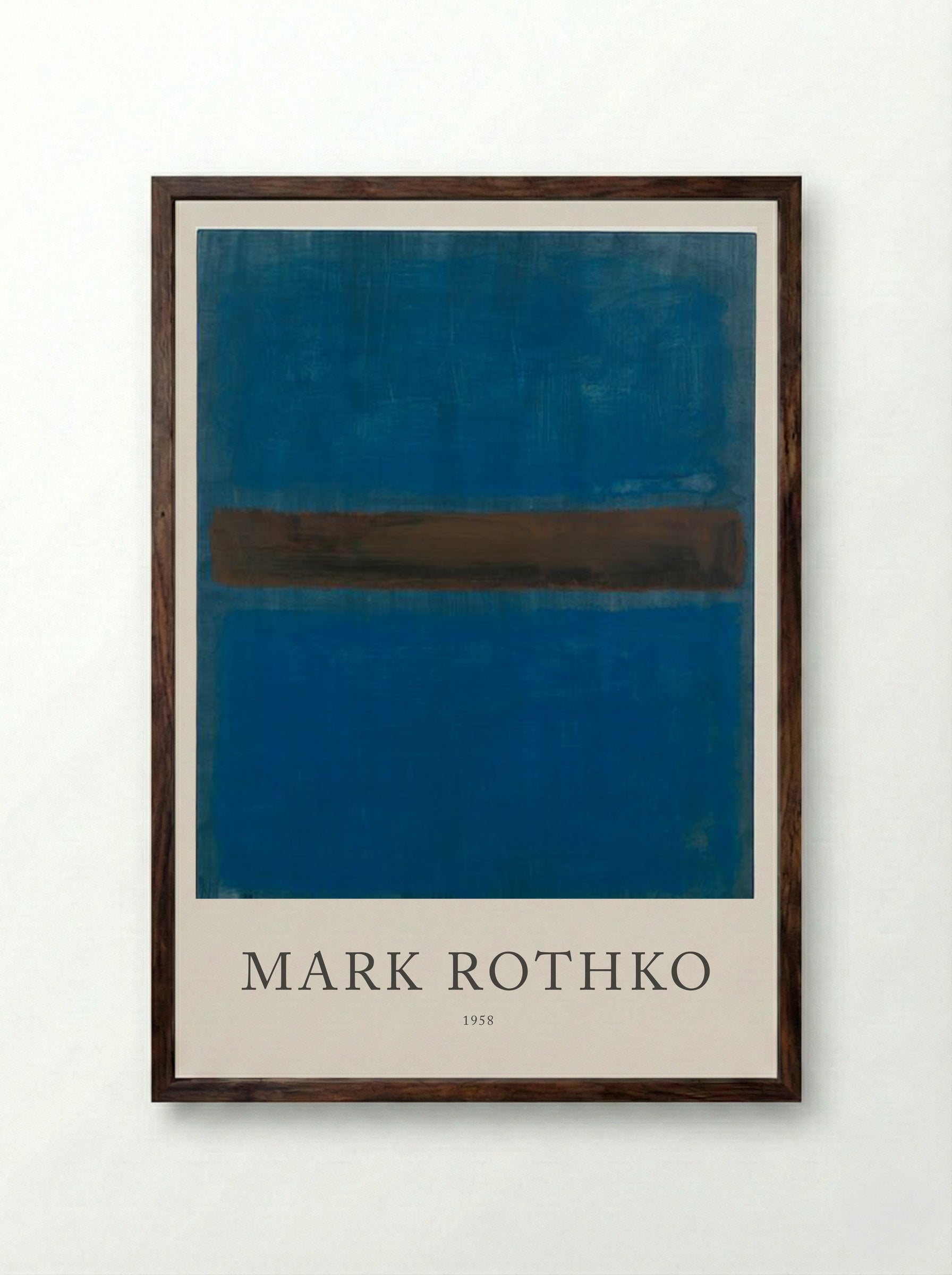 Untitled (Blue, Brown, Blue) - Mark Rothko - Framed Print Dark Wood