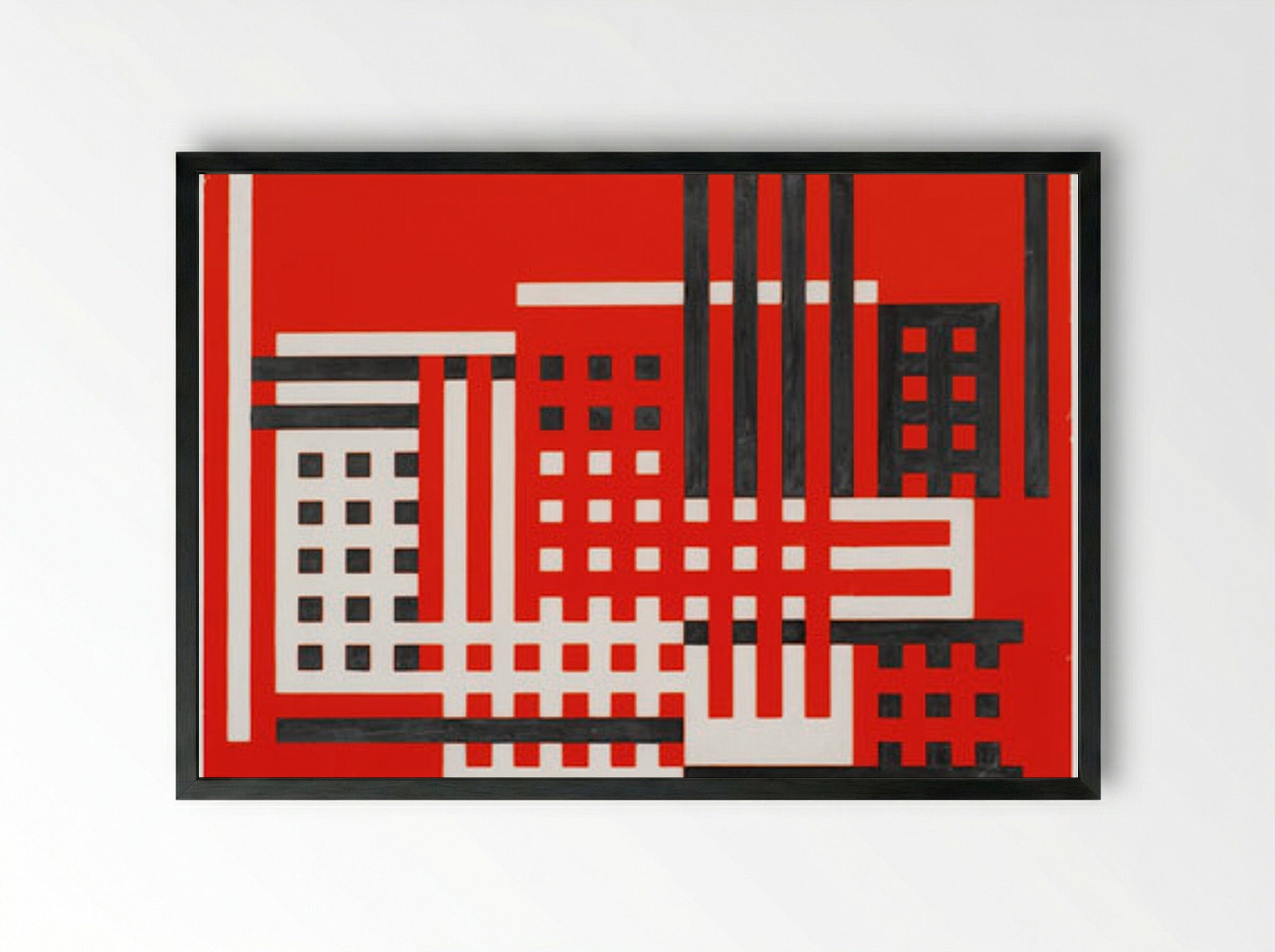 Untitled (Factory Abstraction, Red, Black and White) - Fine Art Print - Framed Print Black