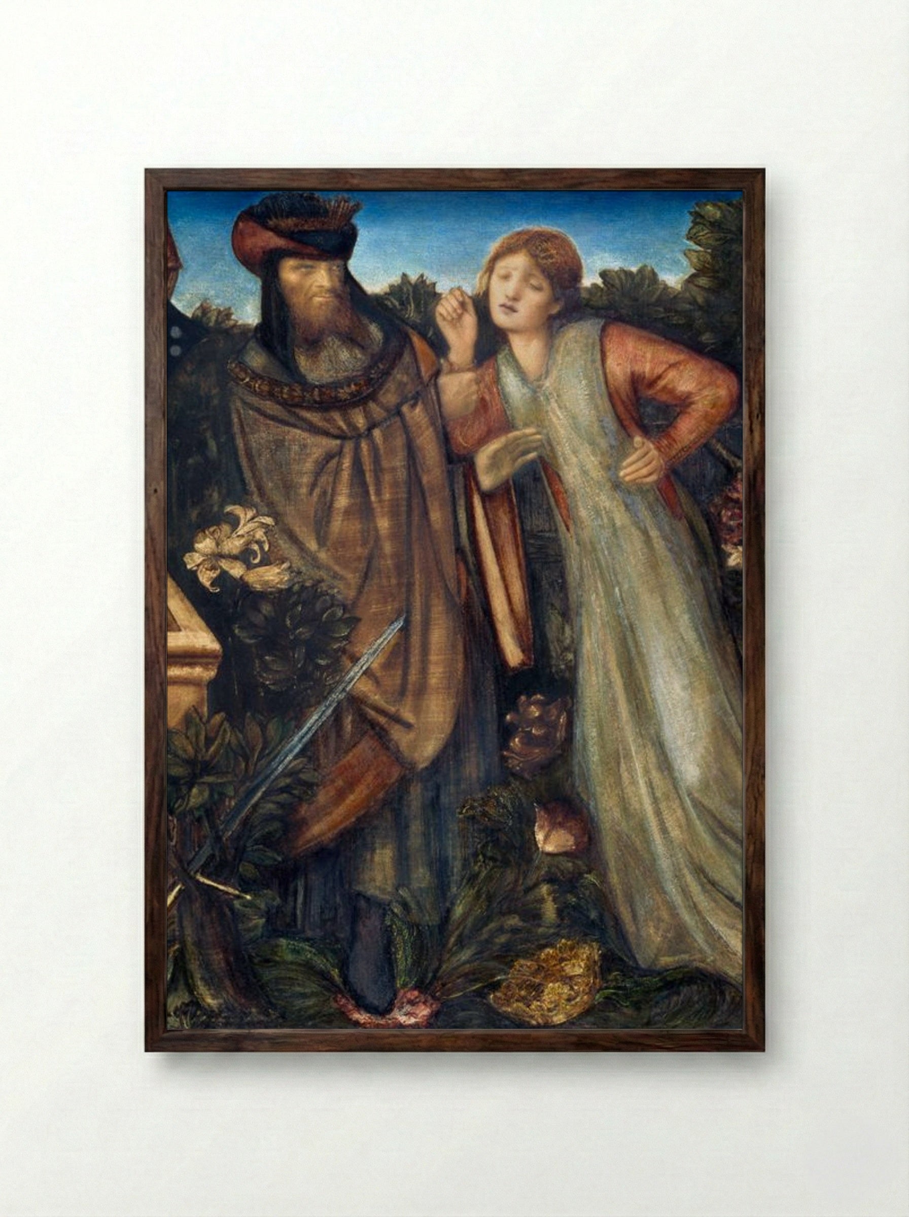 King Mark and La Belle Iseult - Edward Burne-Jones - Framed Print Dark Wood
